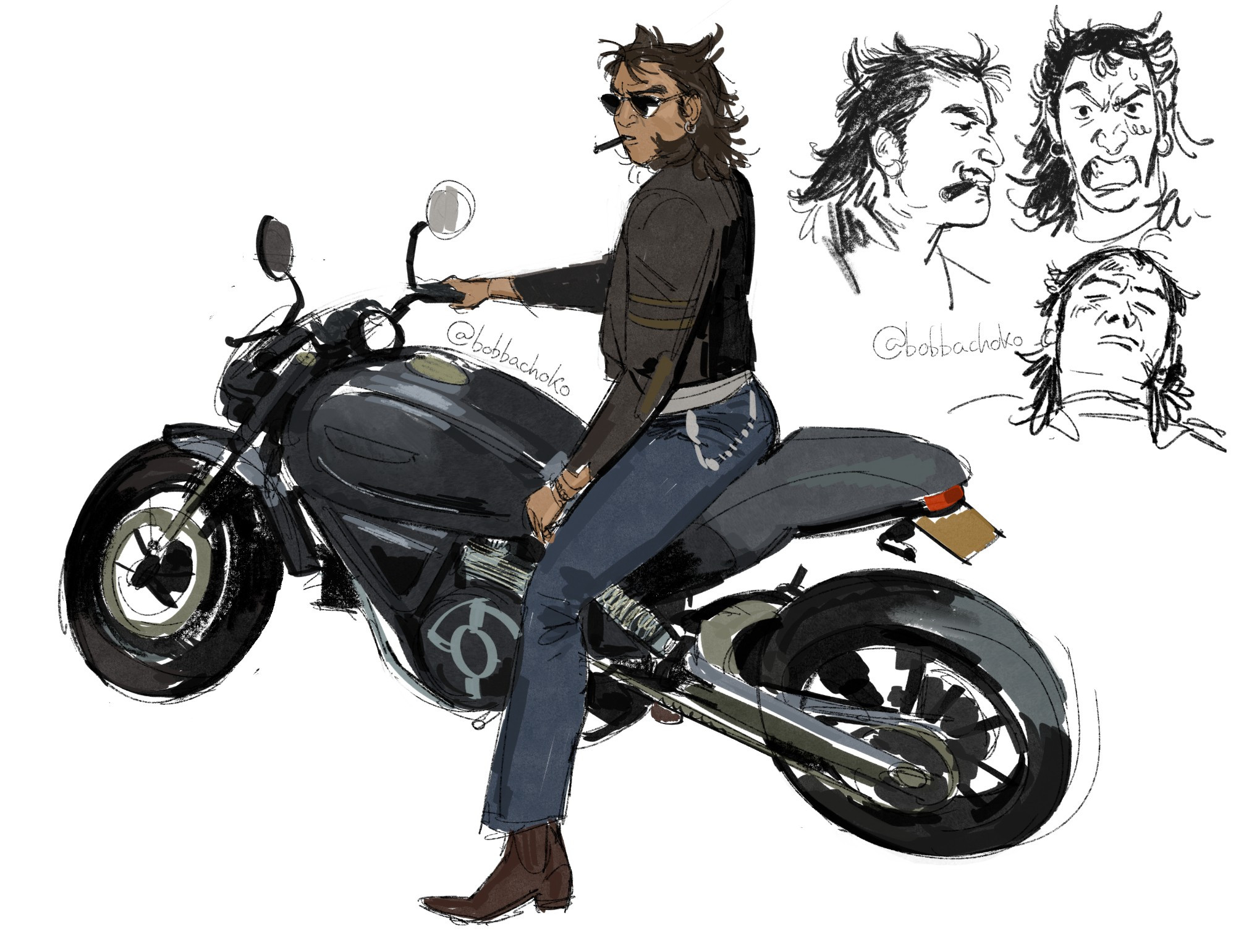 Butch wolverine sitting on a motorbike looking back all sexy 