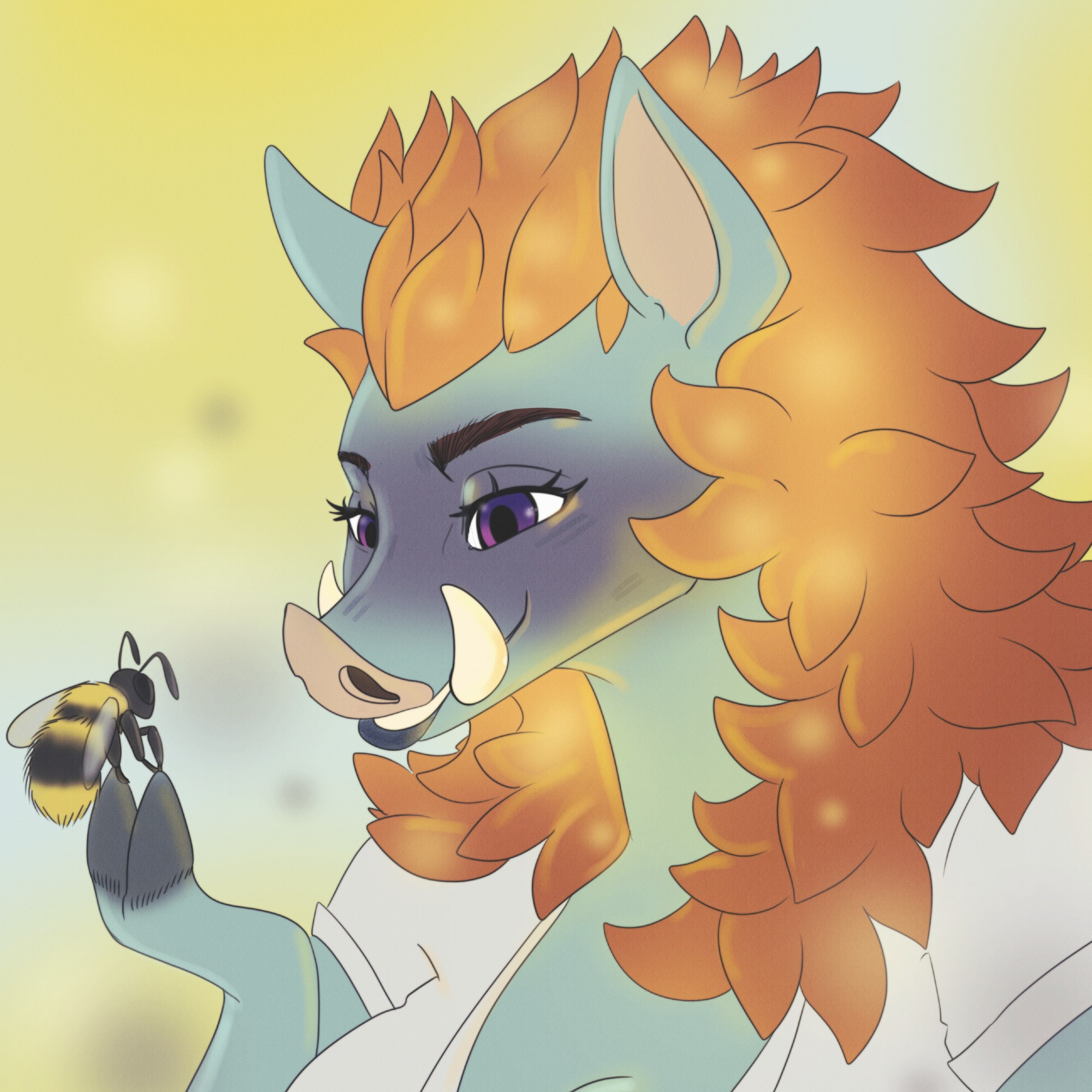 fe the fire-elemental boar lookin at a bee