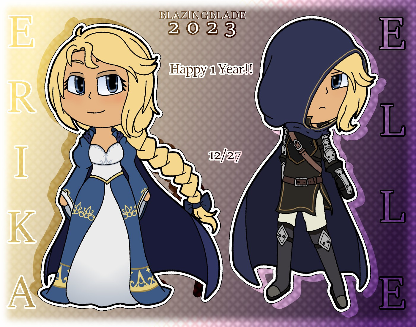 Chibi of Erika and Elle from Octopath:CotC