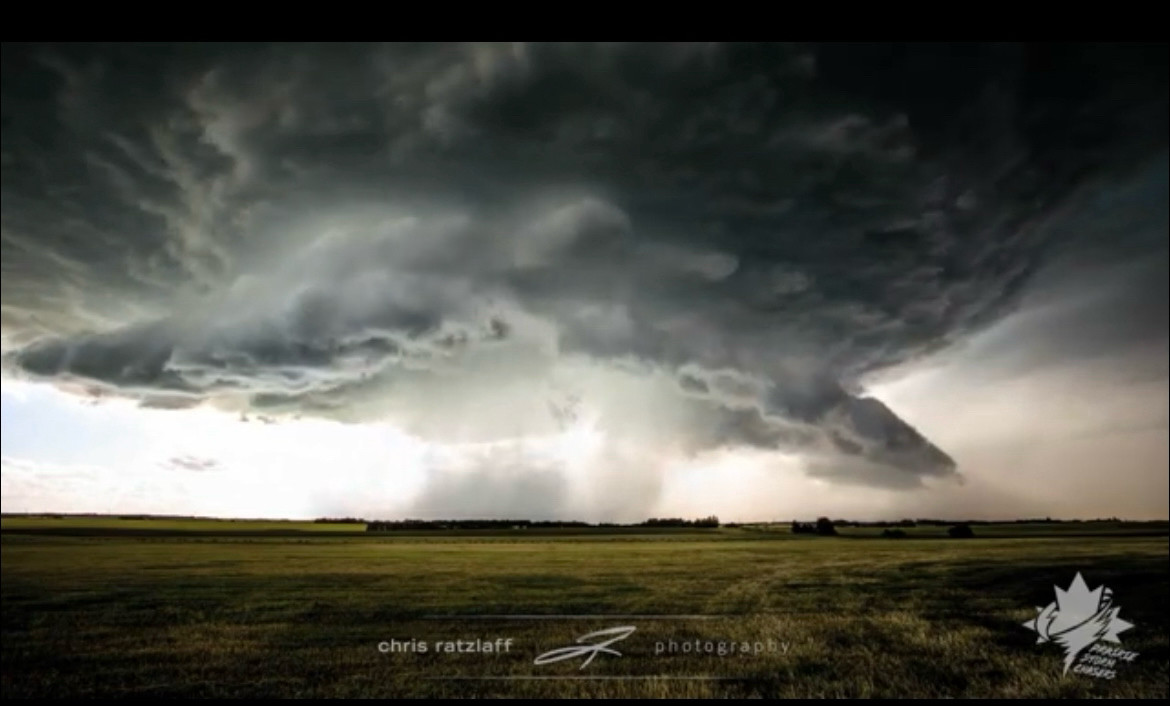 Storm clouds over flat land