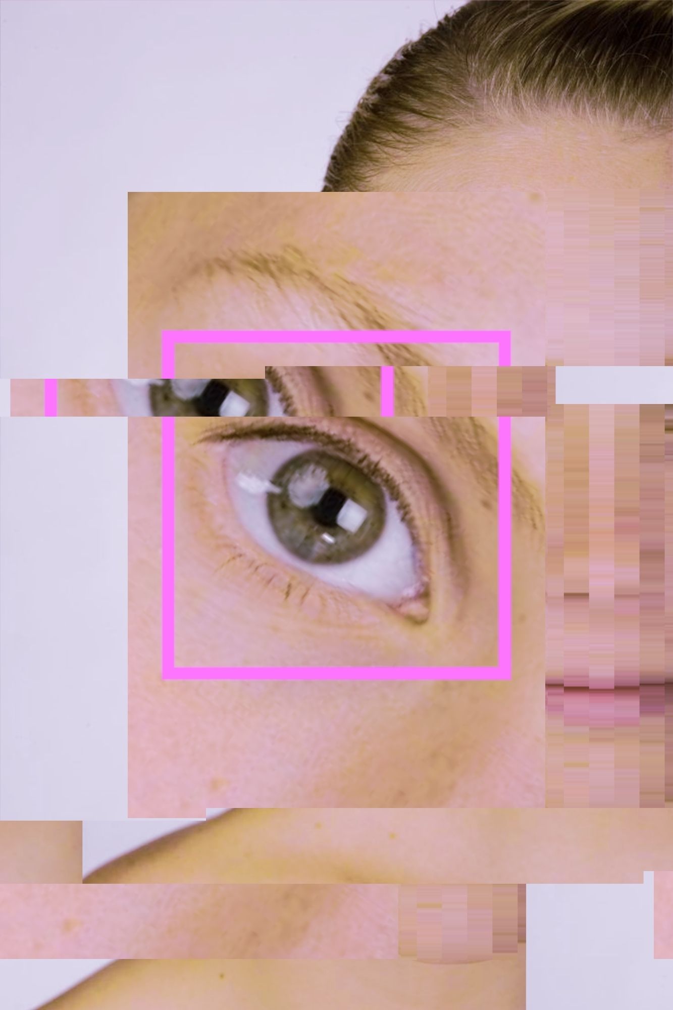 Glitched close up of female face