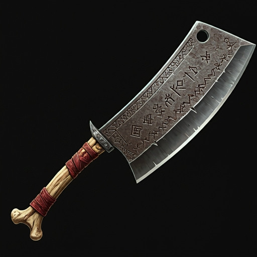 A runic meat cleaver in the style of magic the gathering