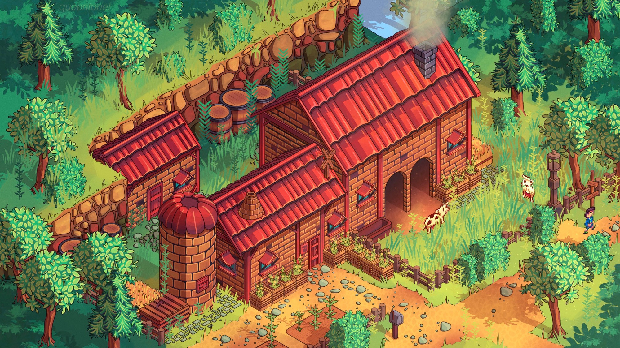 isometric drawing of marnie’s ranch in spring