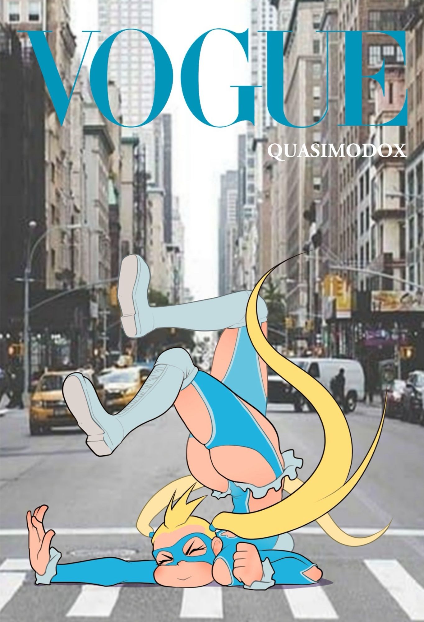 Rainbow Mika fell on her face, pose for vogue fashion cover