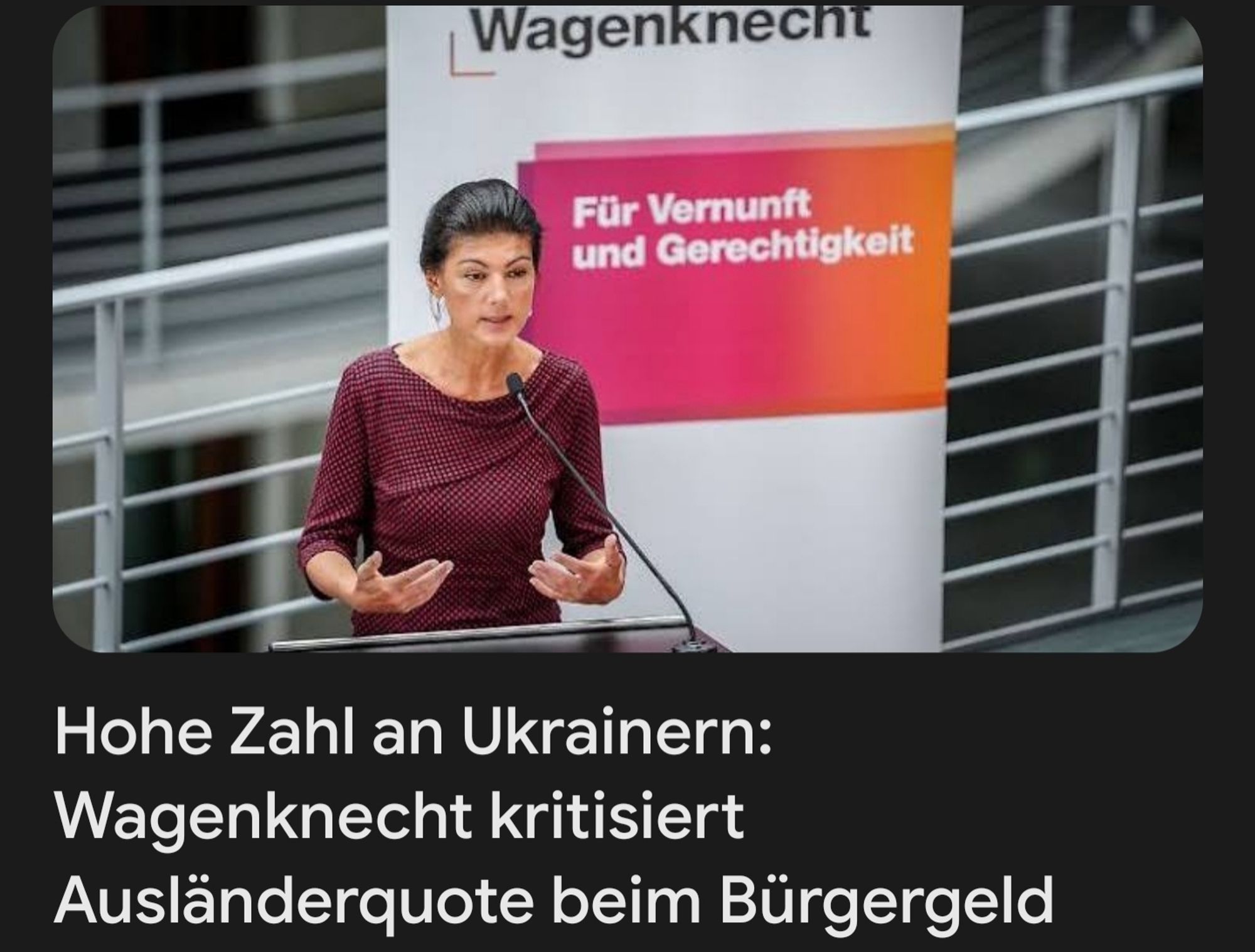 Hohe Zahl an Ukrainern
Wagenknecht kritisiert Ausländerquote beim Bürgergeld