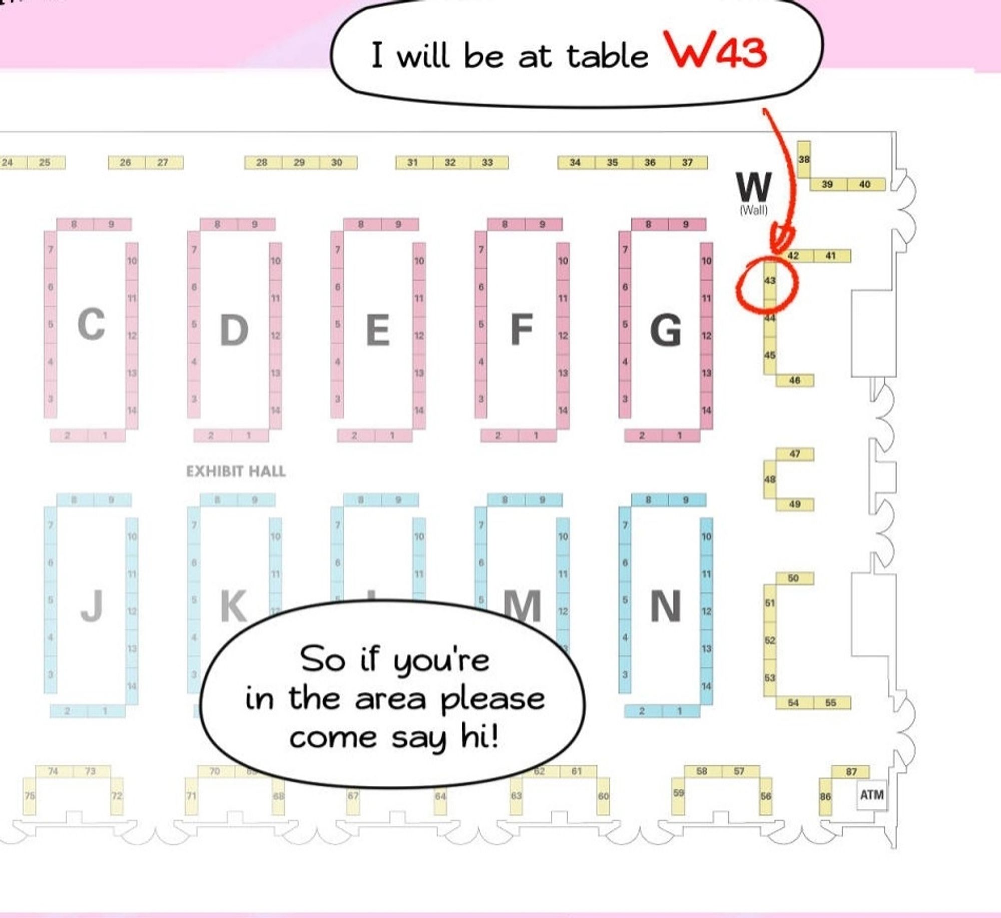 Map of SPX table arrangements with mine circled