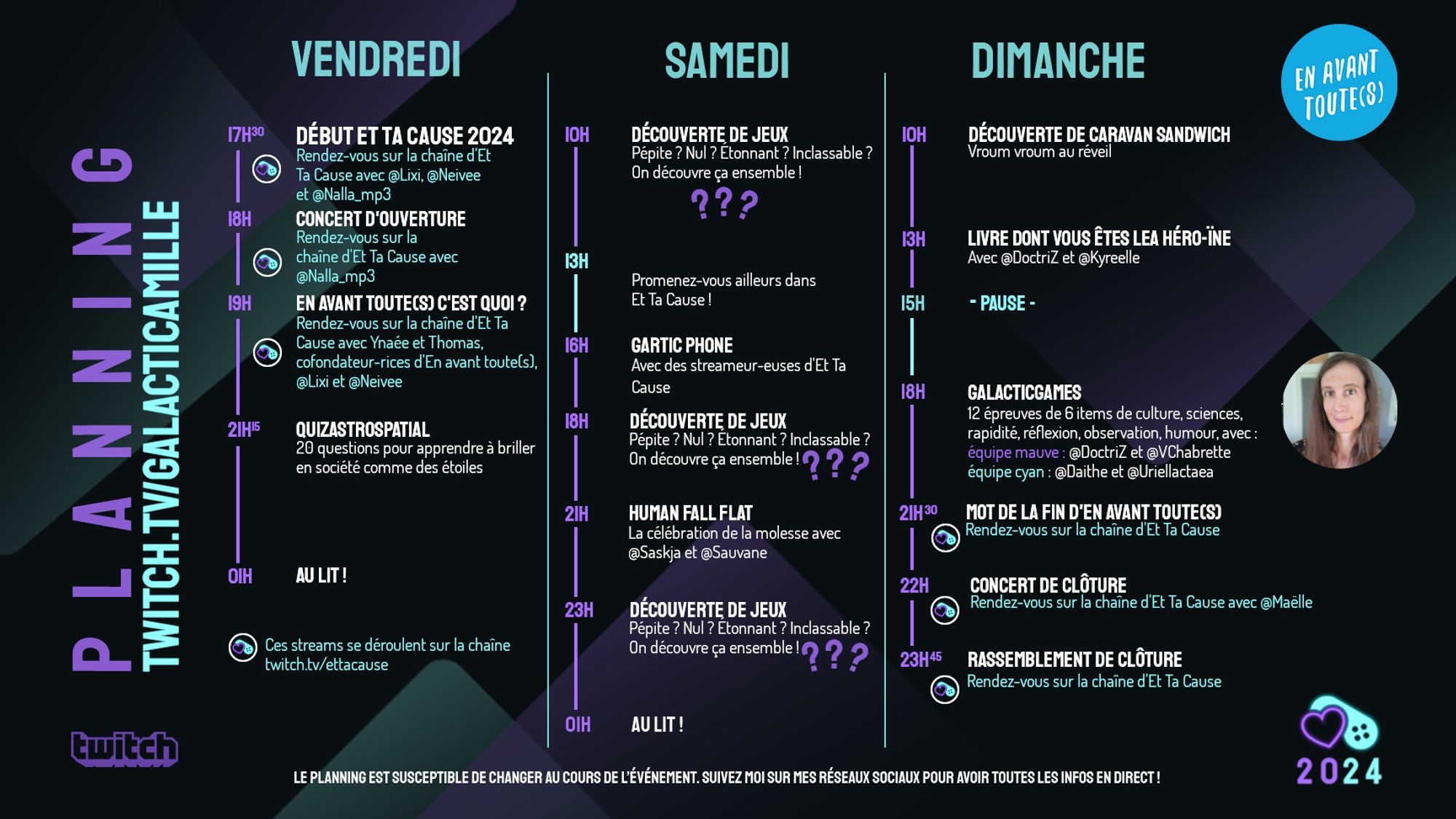 Planning #EtTaCause2024 de GalactiCamille.