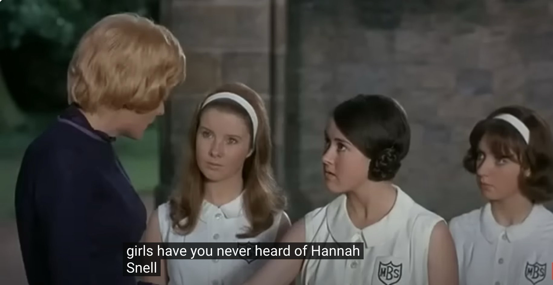 Still from The Pride of Miss Jean Brodie (1969) in which Miss Brodie says “girls, have you never heard of Hannah Snell?”