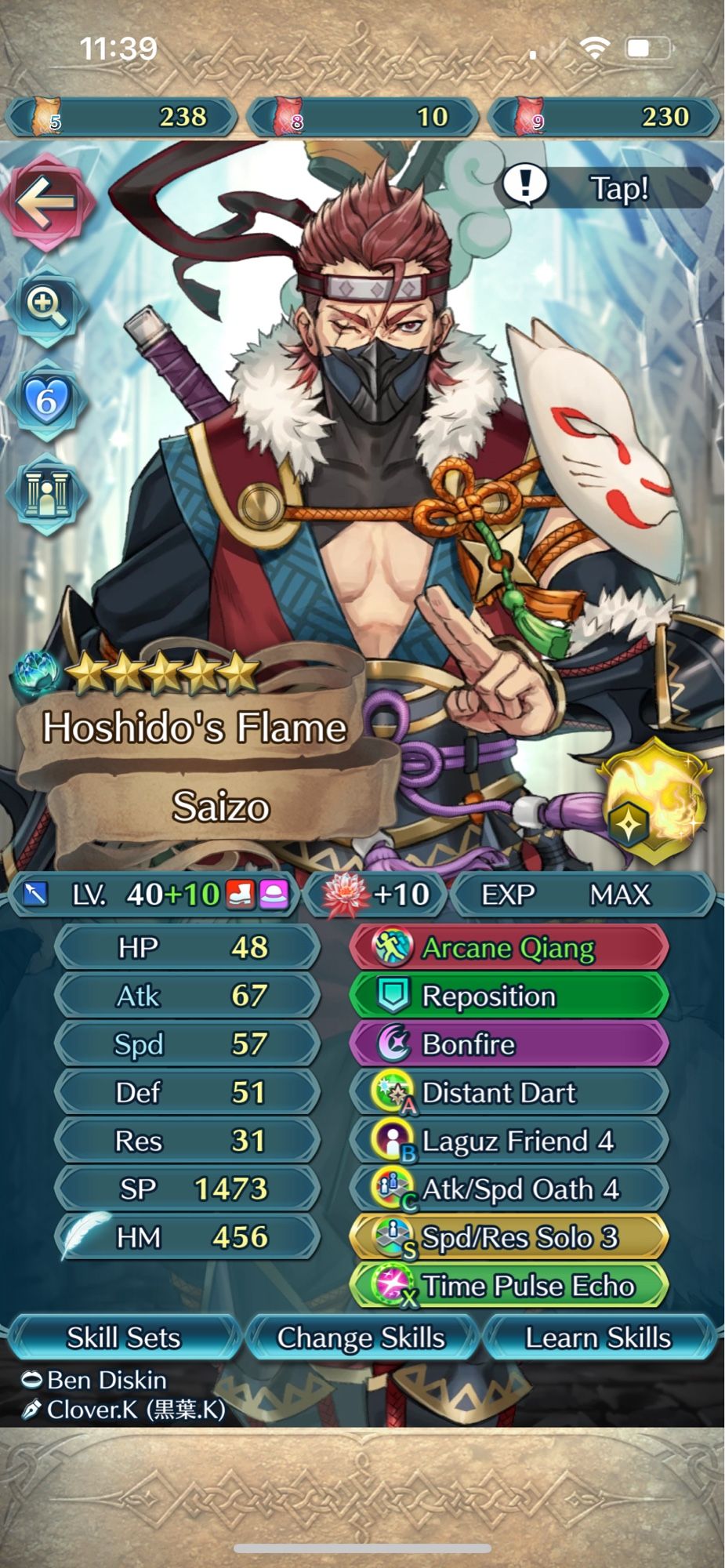 Ninja Saizo from Fire Emblem Heroes build