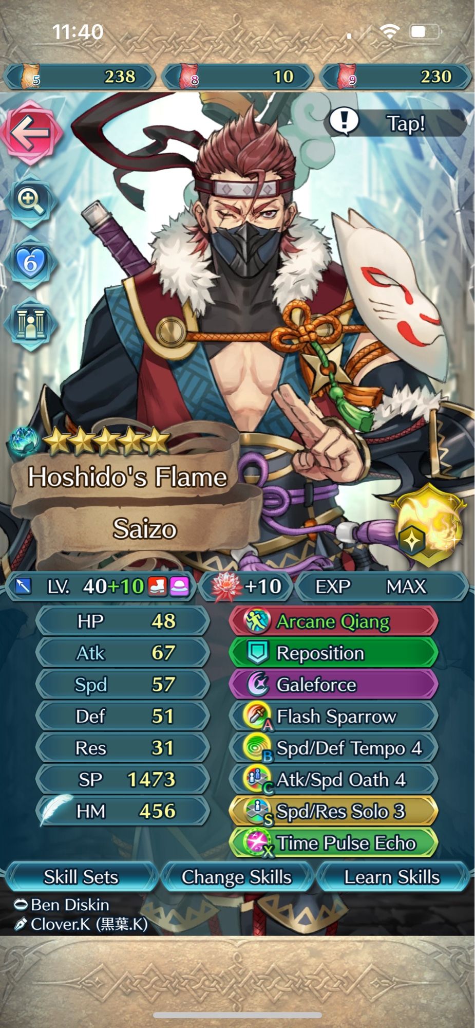 Ninja Saizo from Fire Emblem Heroes build