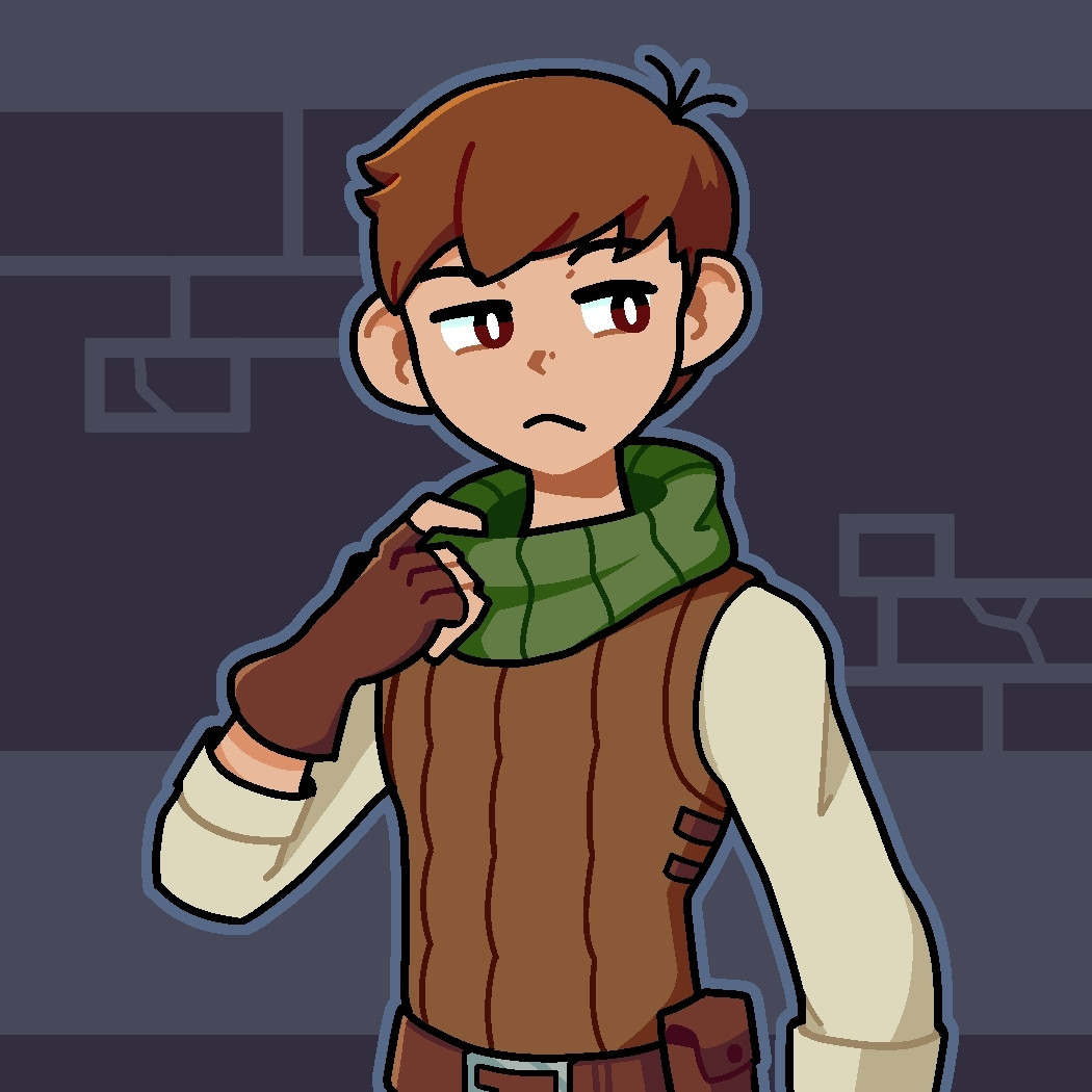 A drawing of Chilchuck from dungeon meshi adjusting his scarf