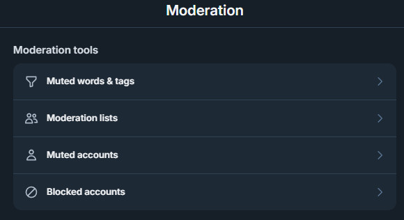 moderation tools settings page