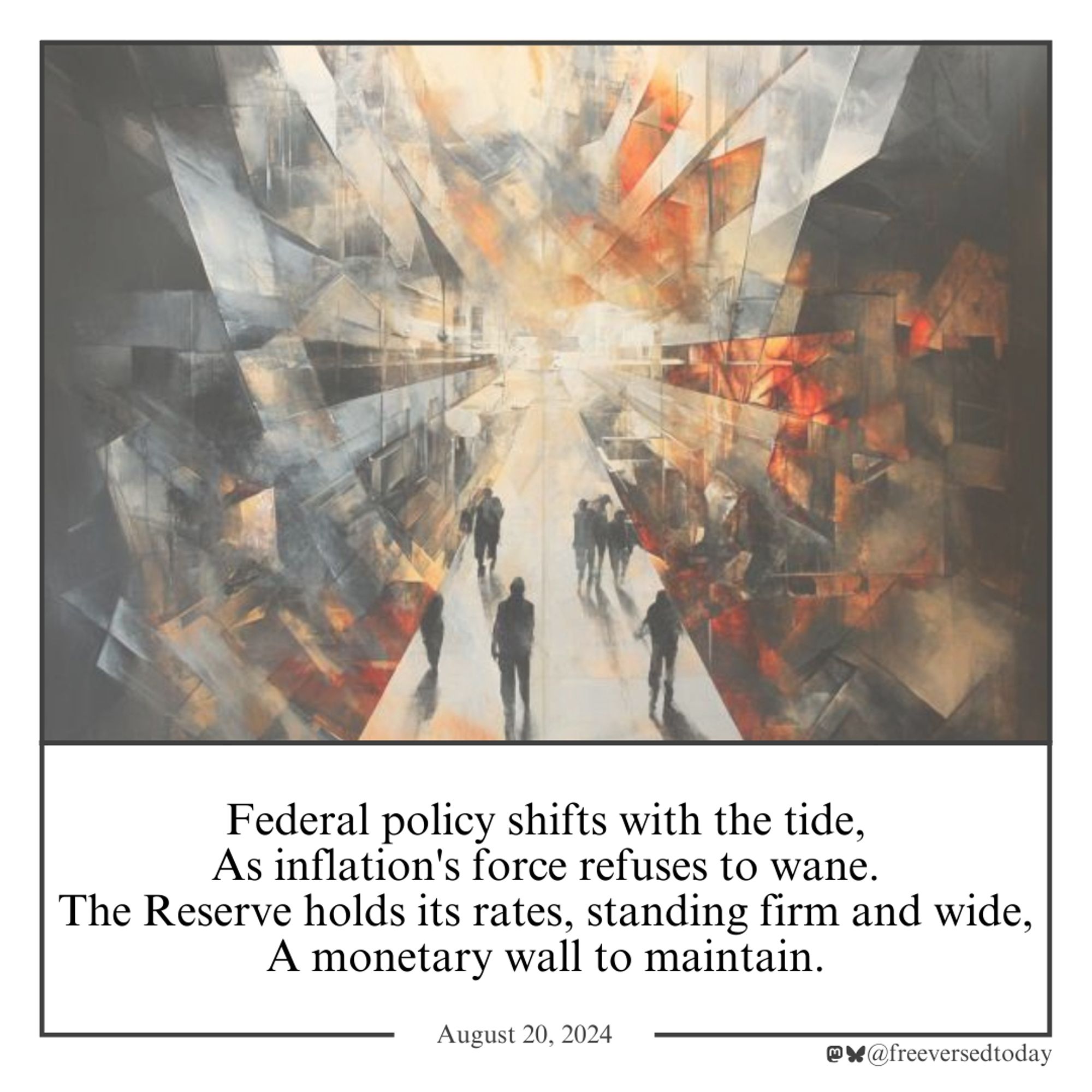 Federal policy shifts with the tide,
As inflation's force refuses to wane.
The Reserve holds its rates, standing firm and wide,
A monetary wall to maintain.