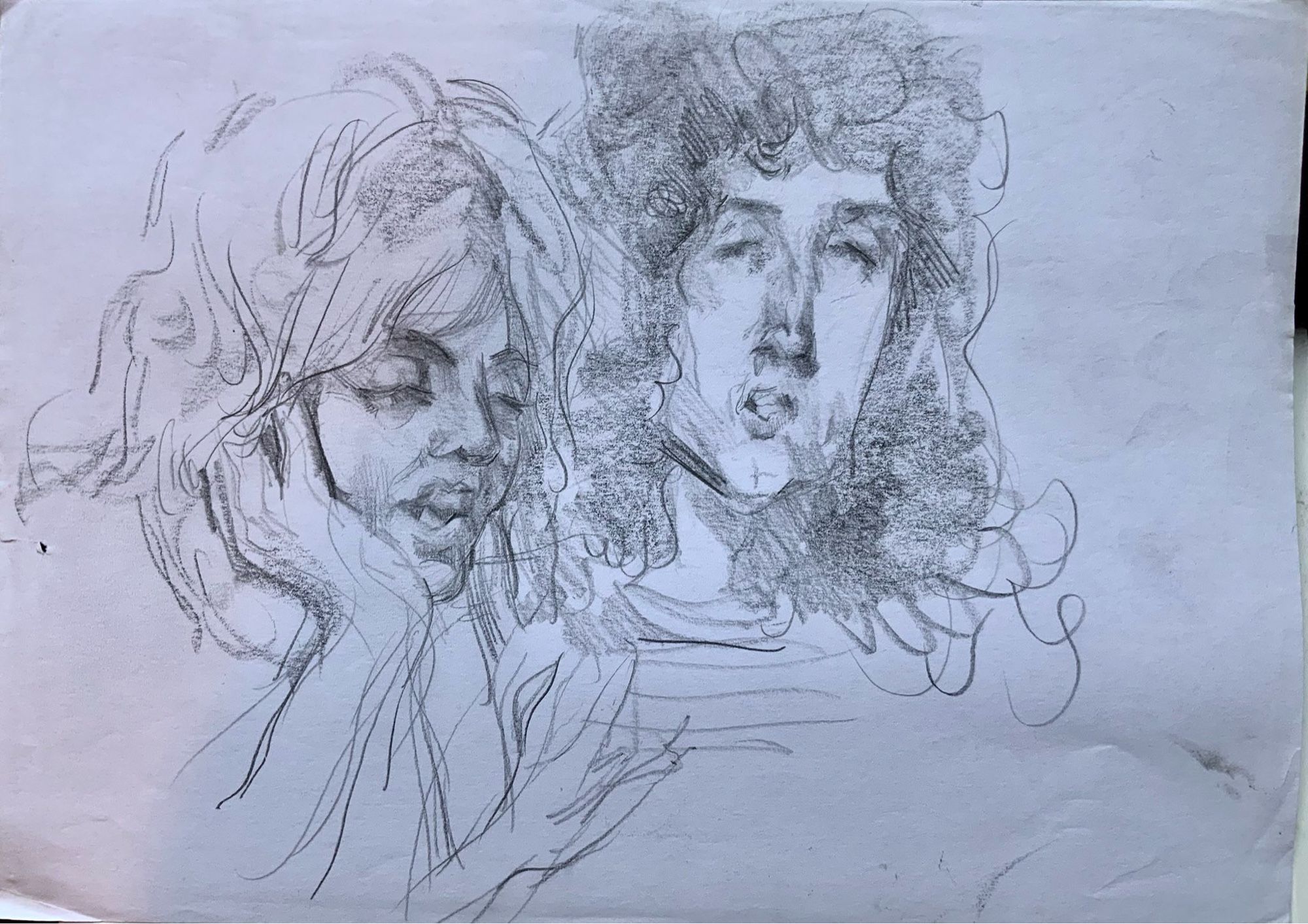 Pencil sketch of Roger and Brian singing in the 70s