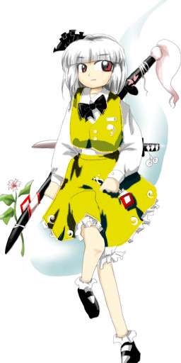 And this is the original image of Youmu pre-fumo

As you can see she’s yellow
(Yellow Youmu also has some fanart on the inferior website but is also something very iconic towards my touhou fun on Twitter thanks to Blake being silly during a now iconic BO3 stream)