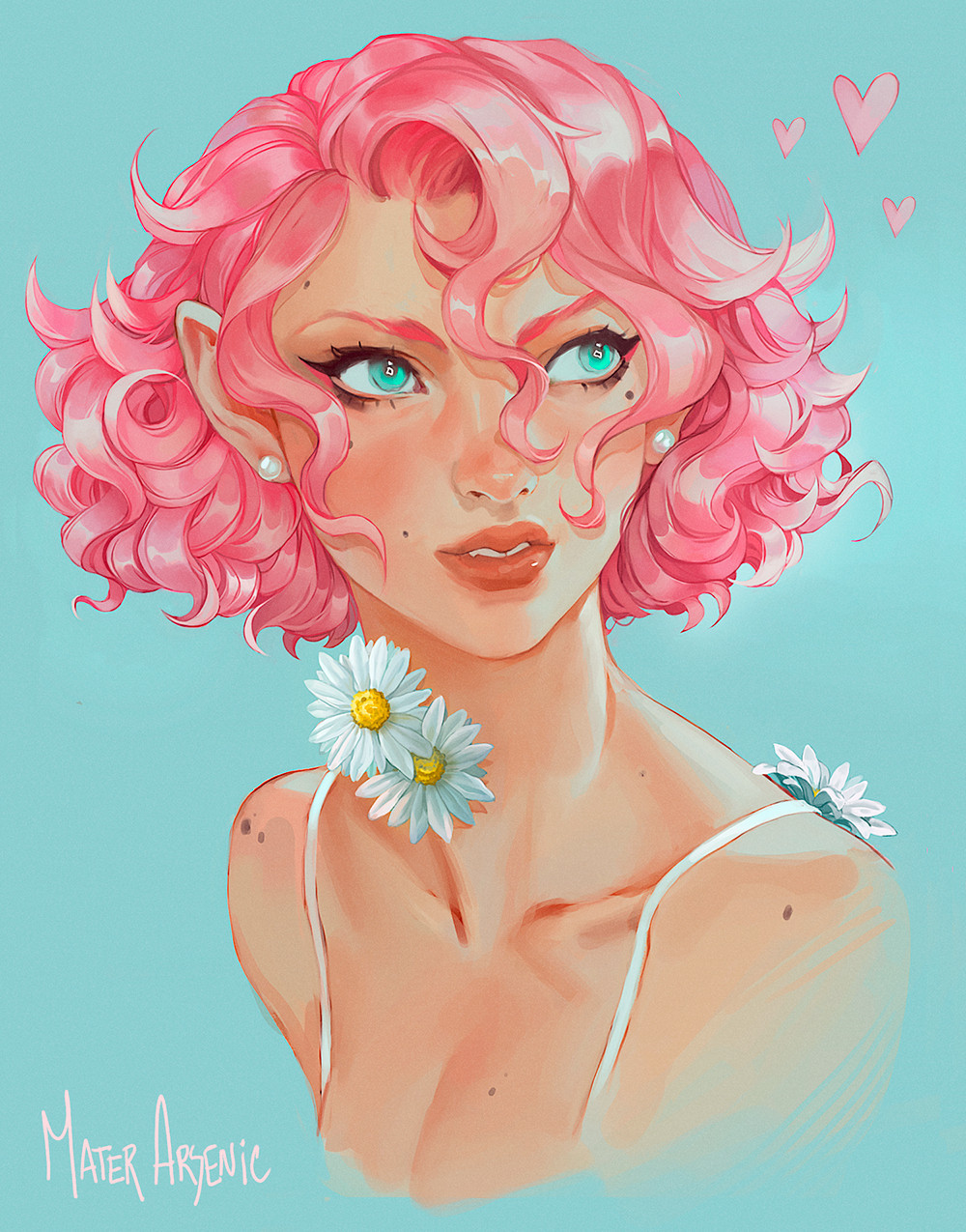 An illustration of a cute girl with pink hair