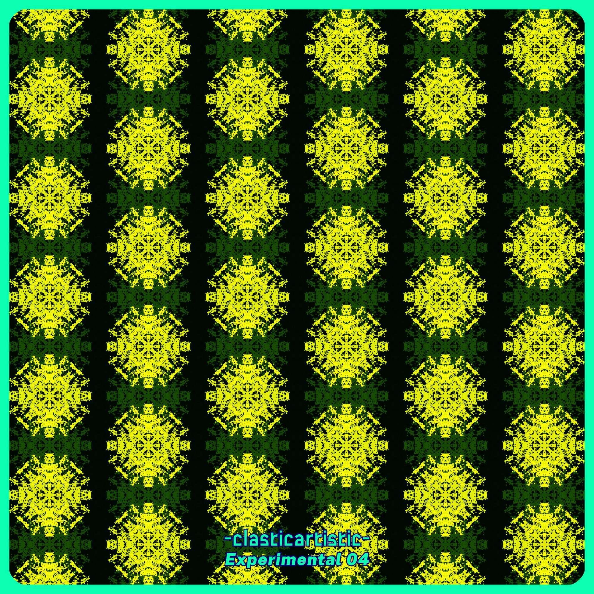 Text - -clasticartistic-, Experimental 04, Pattern - Drybrushed lime discs overlapping deep green