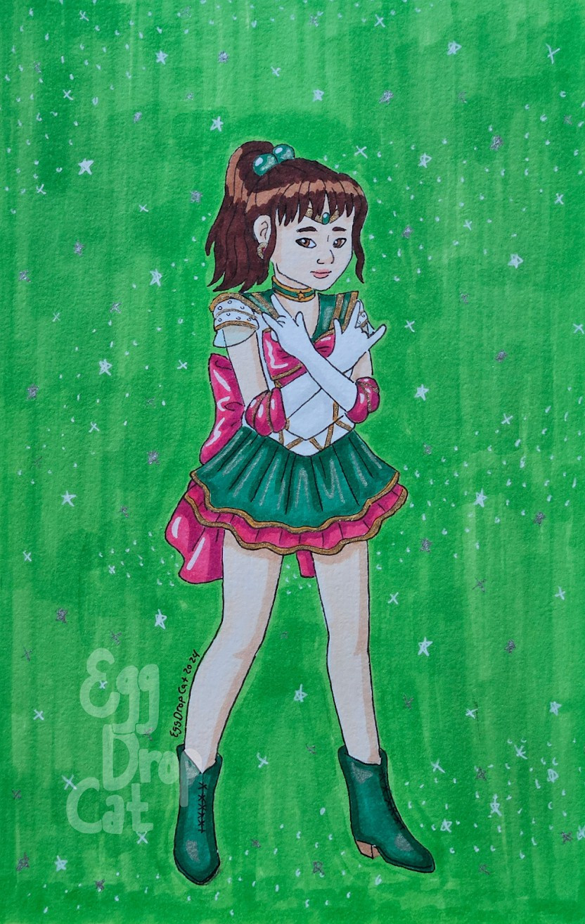 a marker drawing of a sera myu style sailor jupiter