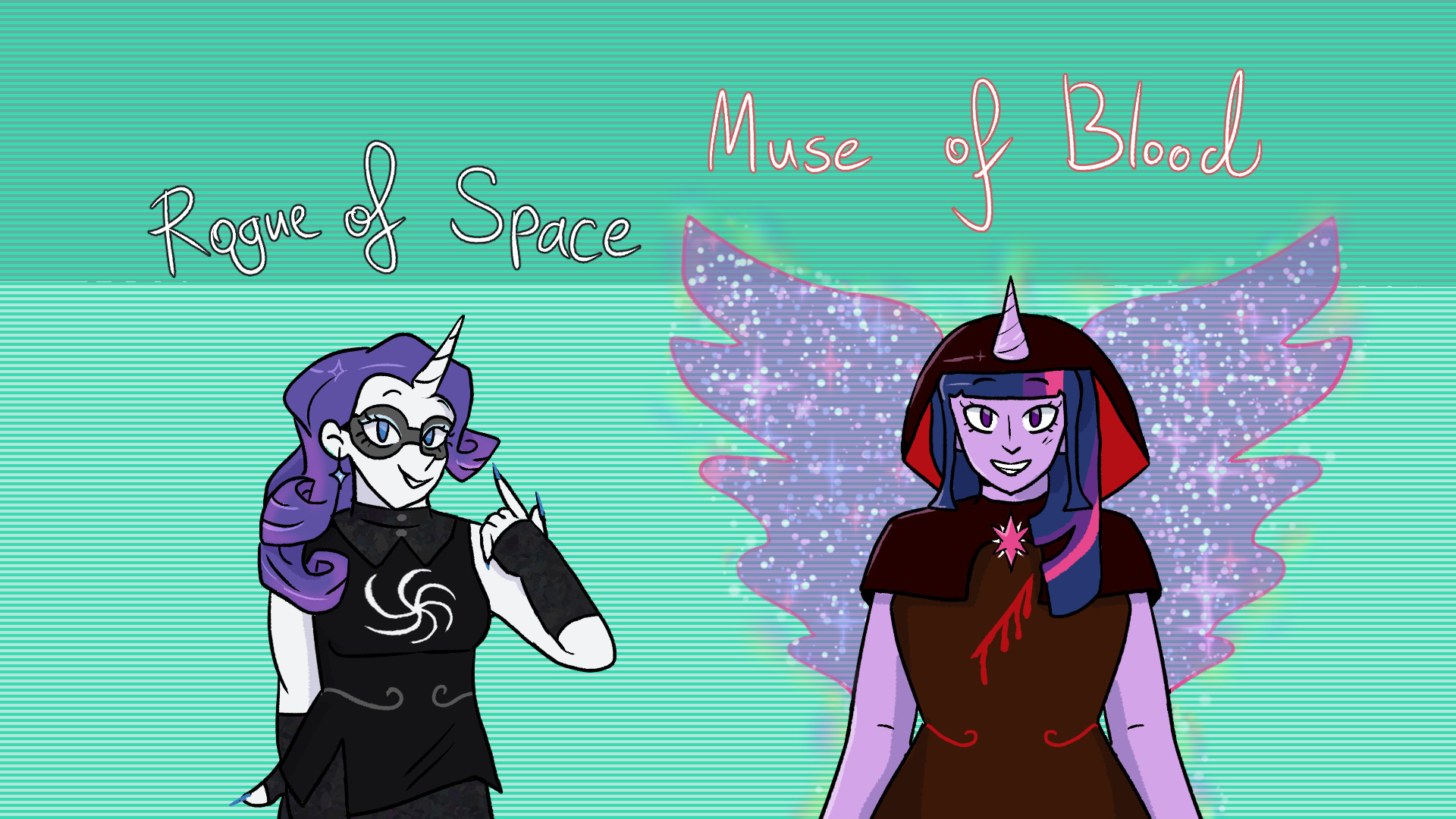 Rarity from my little pony as a rouge of space. Twilight Sparkle as a muse of blood