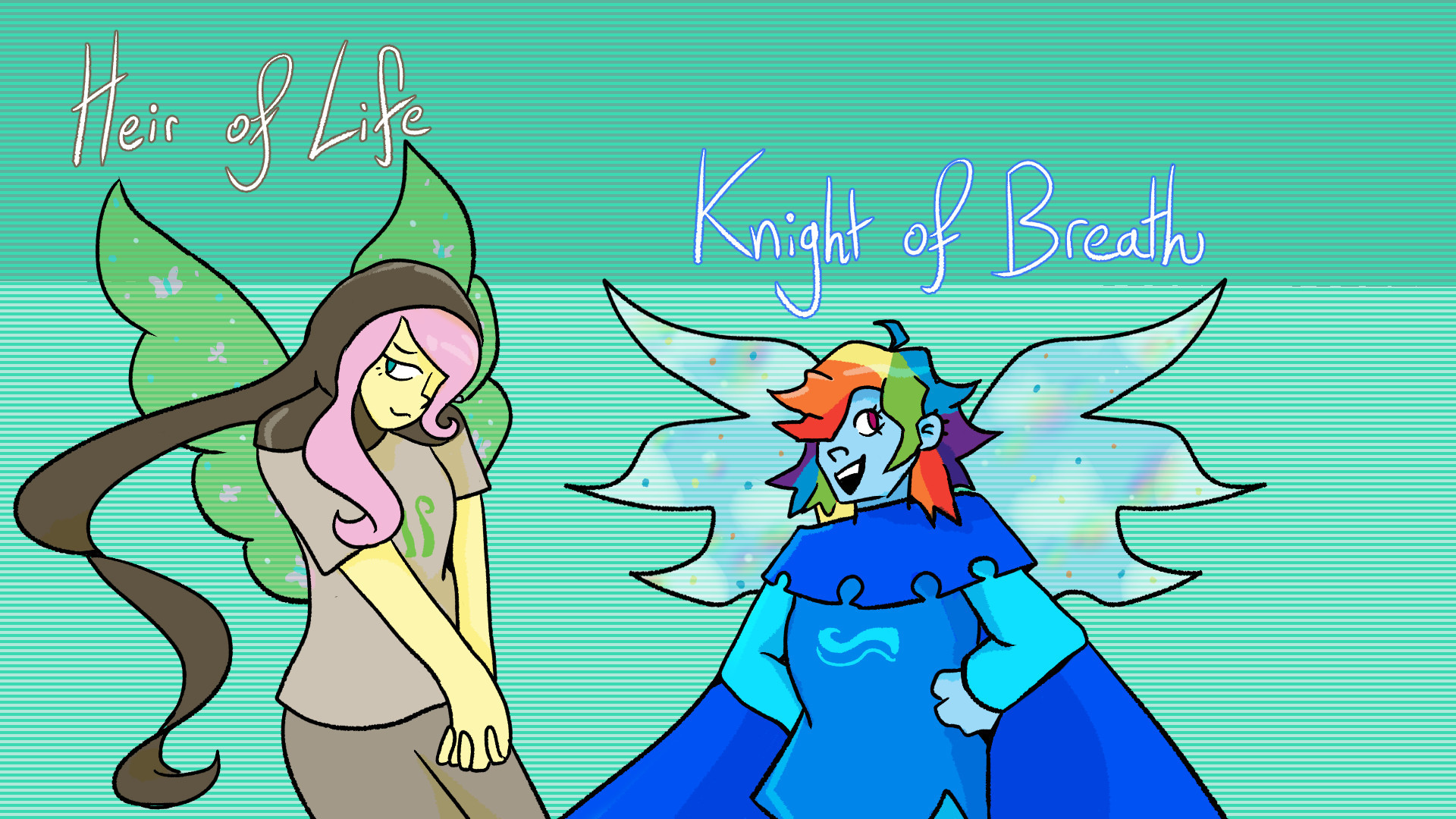 Fluttershy as a heir of life. Rainbow Dash as a knight of breath