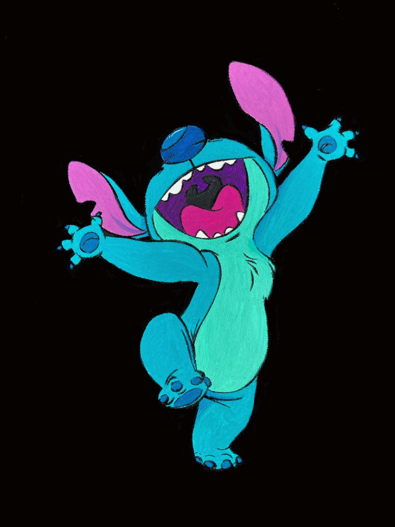 Stitch jumping for joy