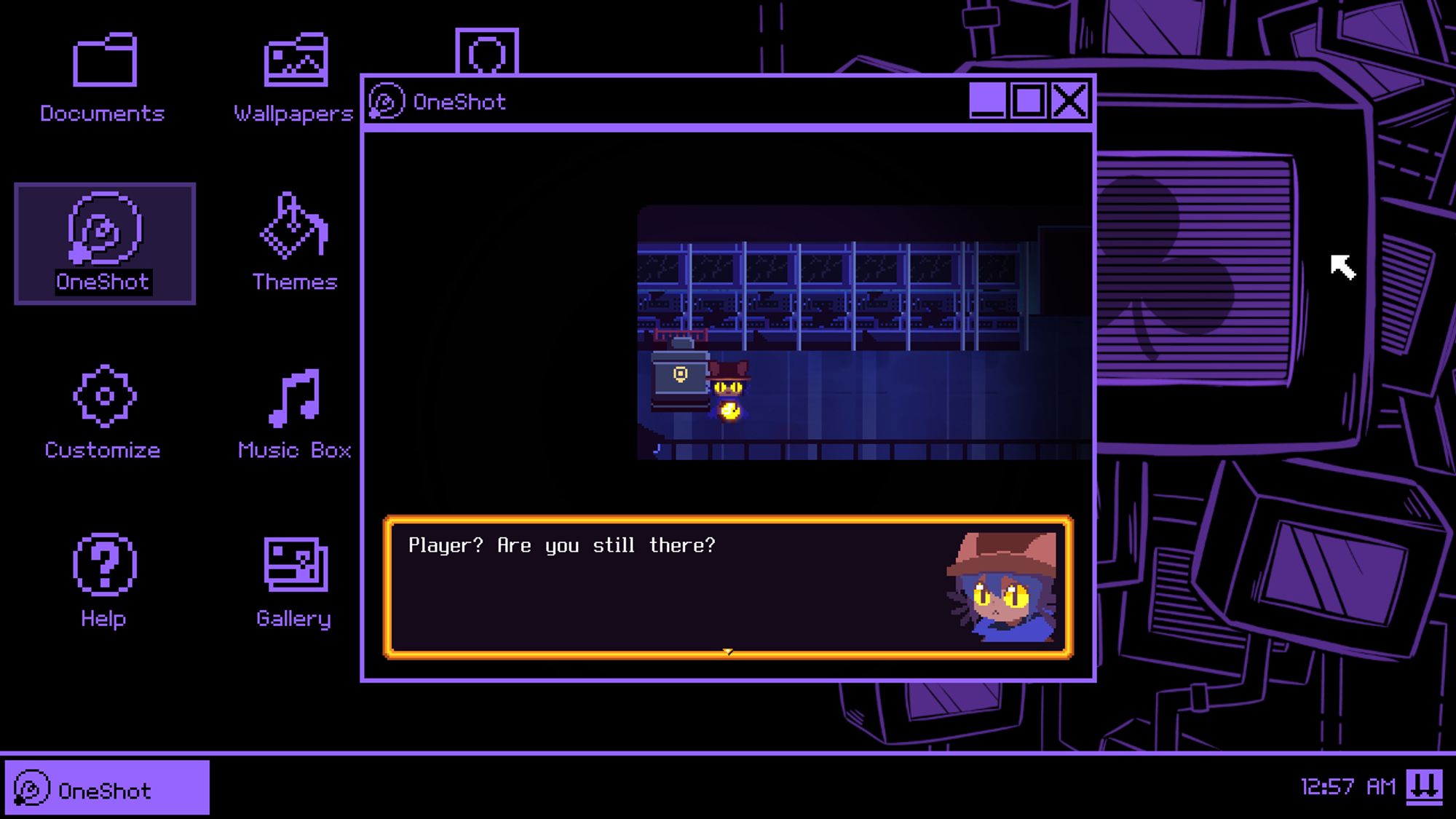 OneShot: World Machine Edition with OneShot application open and running, in windowed mode.