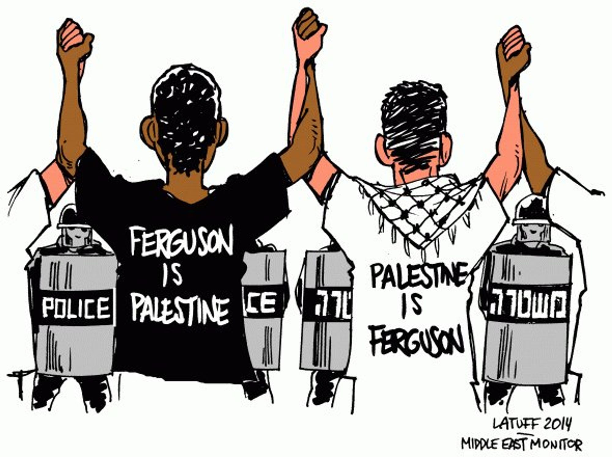 During the 2014 Ferguson intifada, Palestinians offered tactical advice to Black protesters facing police brutality. The chant "From Ferguson to Palestine, occupation is a crime" encapsulated the struggle against militarized oppression, highlighting undeniable parallels found between the racial injustice in the U.S. and the Israeli occupation.