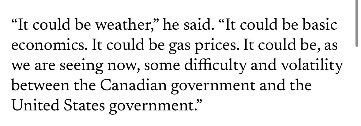 New Hampshire’s economic commissioner saying who could possibly know why, is it the weather 