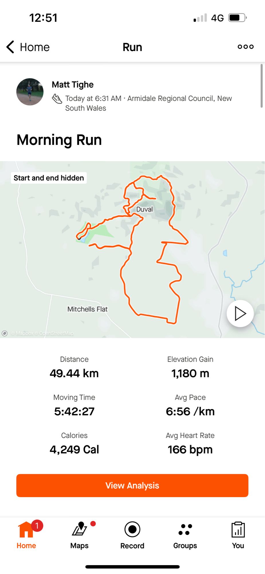 50km ultra map race time 5 hrs 42 mins