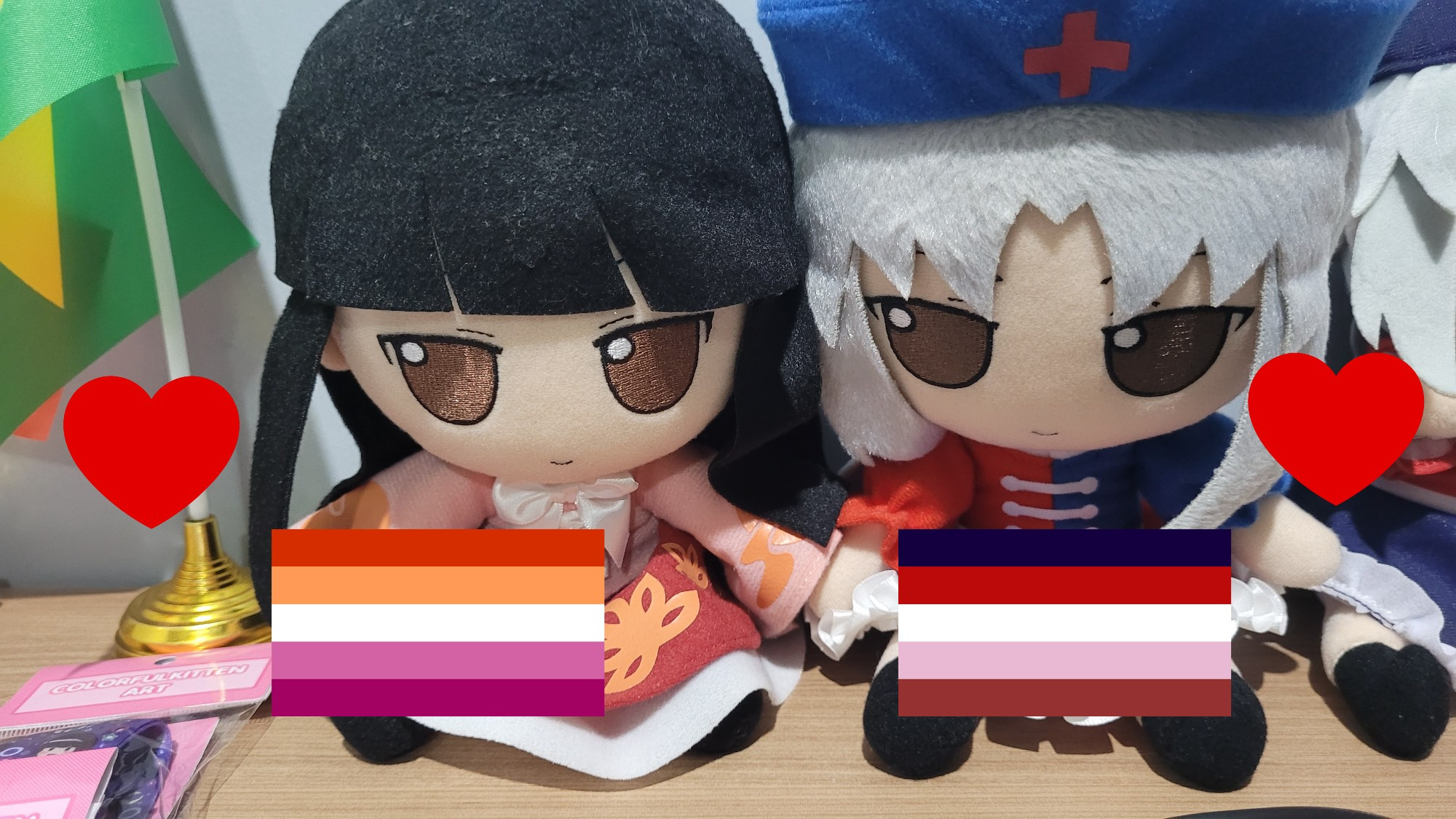 Kaguya Fumo with lesbian flag and Eirin Fumo with Immortal Lesbian flag