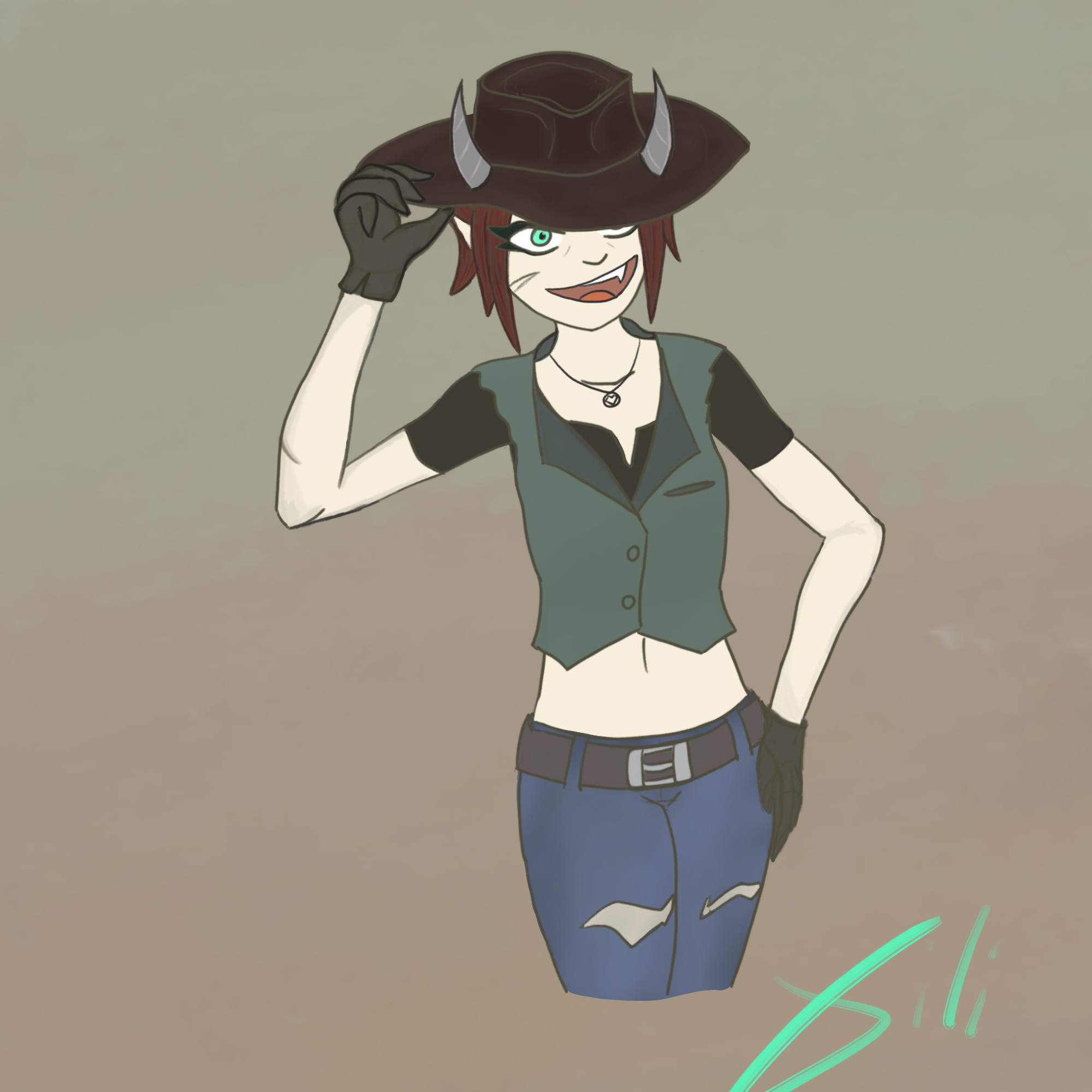 Xili in a cowgirl style outfit