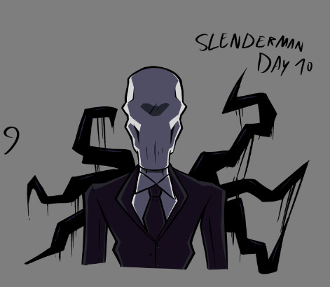 "HOLY SHIT! IT'S THE SLENDERMAN! AND HE'S COOKING HOT DOG ON THE STOVE. HEY YOU HUNGRY HOME INVADER, STOP RAIDING OUR REFRIGERATOR! YIKES! HE WIPPED ME WITH A WARM WEINER! TWICE!" 