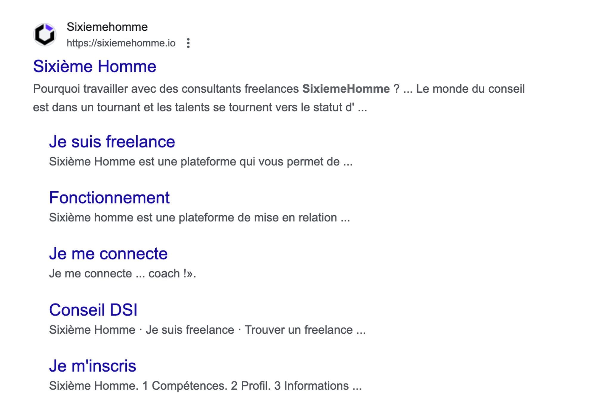 Capture d'écran de différentes pages du site internet sixiemehomme.io