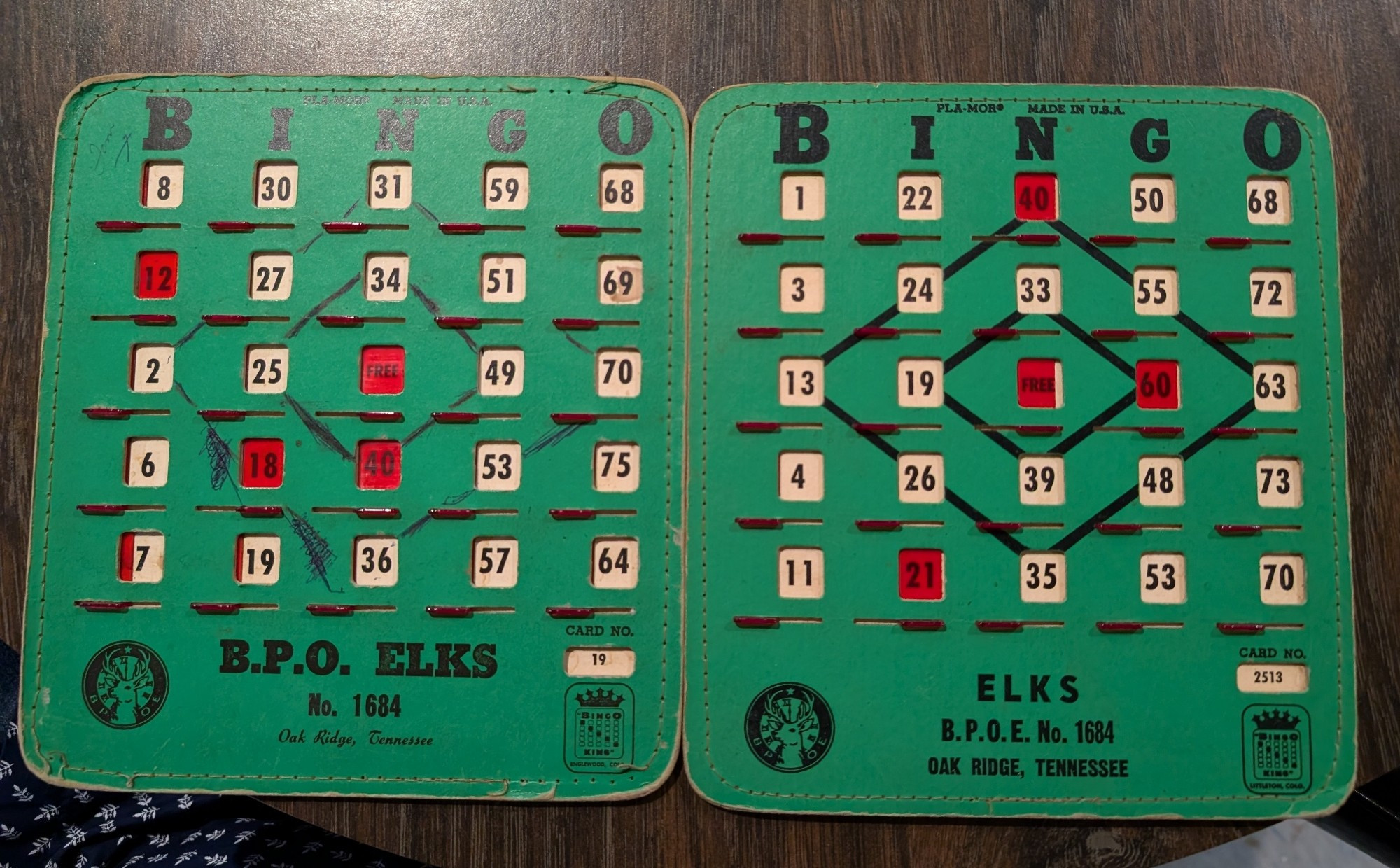 Green bingo cards