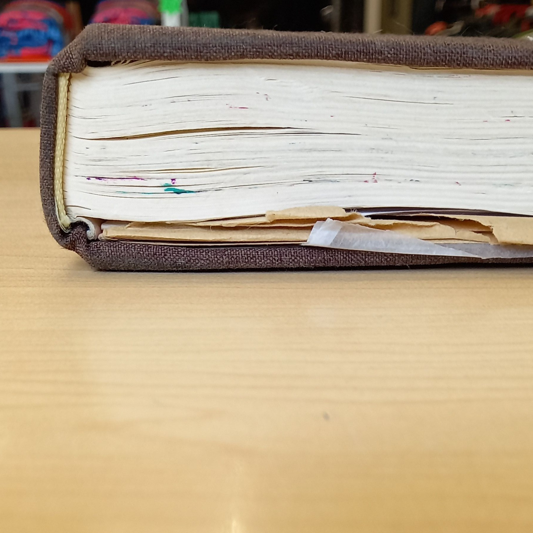 A photo of my chunky sketchbook from the side to show how chunky