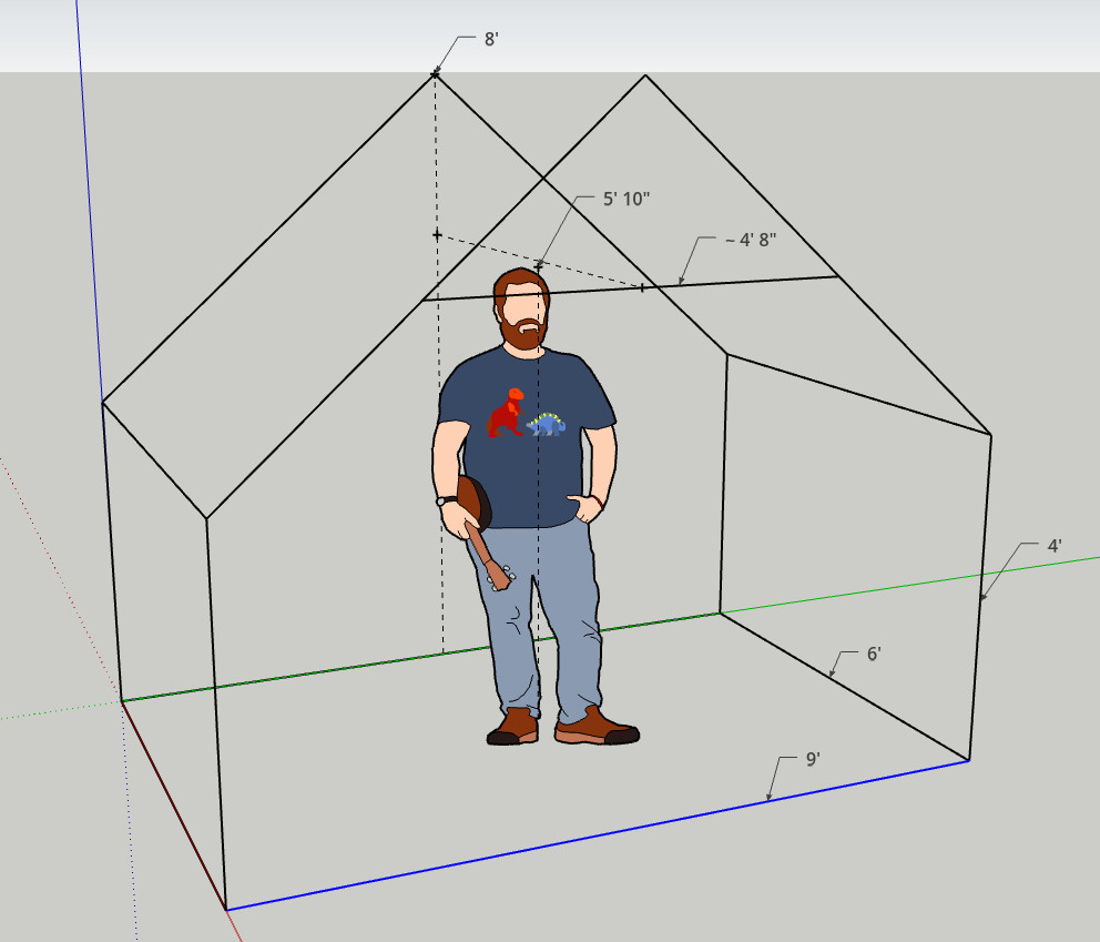 3D diagram of attic space with measurements