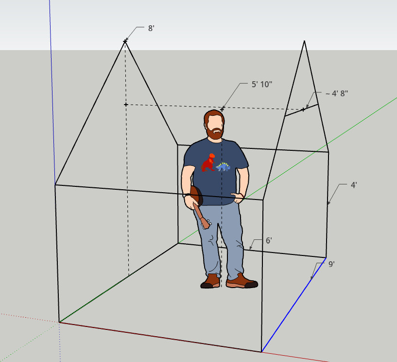 3D diagram of attic space with measurements