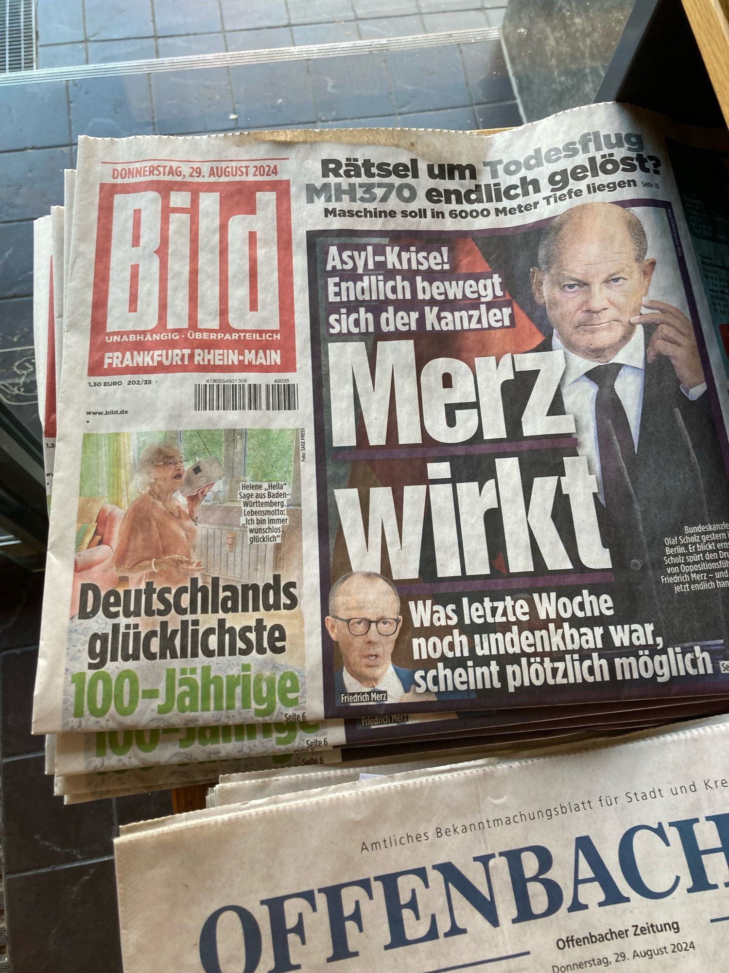 Bild-Schlagzeile, „Merz wirkt“
Foto des Titelblattes vom 29.08.2024