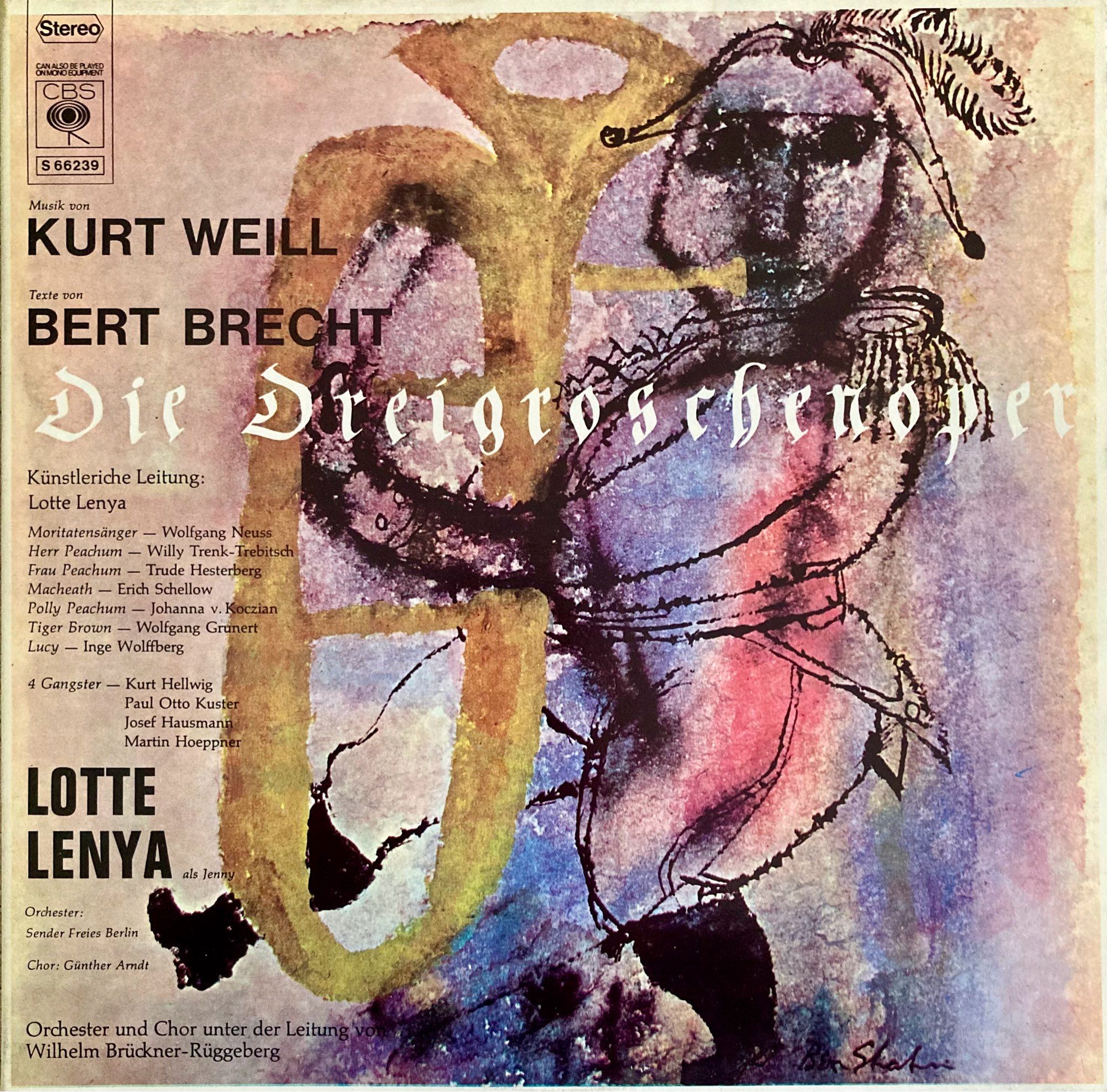 Vinyl Plattencover „Die Dreigroschenoper“
von Kurt Weill und Bertold Brecht.
Inszenierung von Lotte Lenya