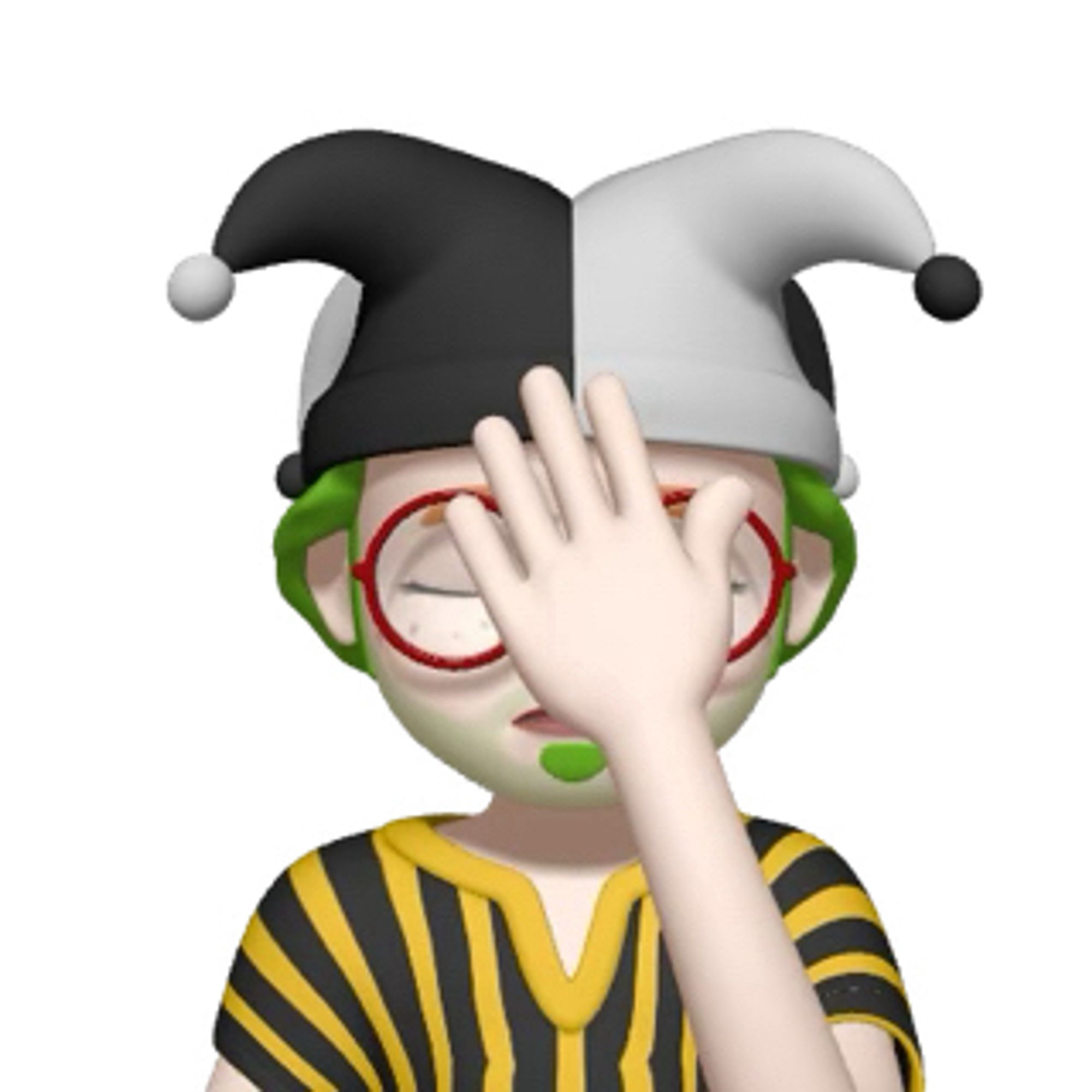 Face Palm Sticker eine Harlekin mit grünen Haaren und Bienen 🐝-T-shirt