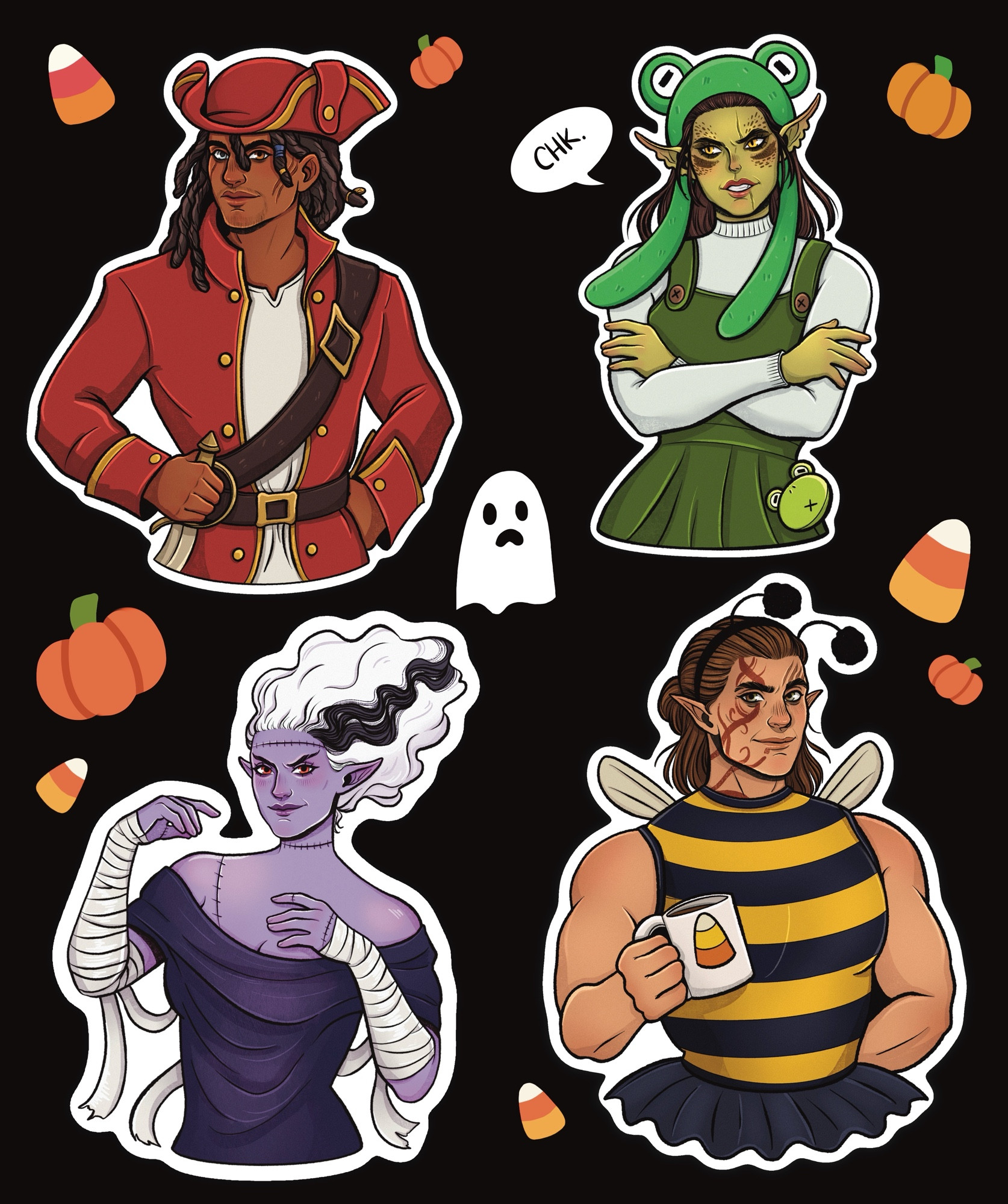 Wyll , Lae’zel , Minthara , Halsin from Baldurs gate 3 in Halloween costumes