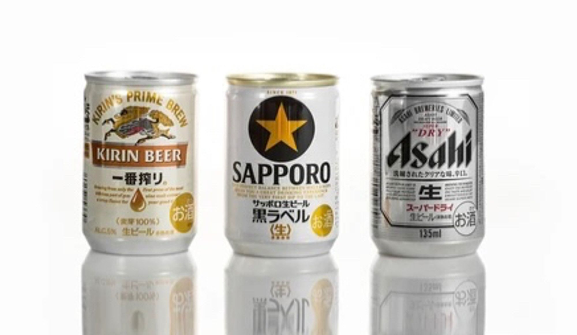 135ml kirin, sapporo, asahi cans