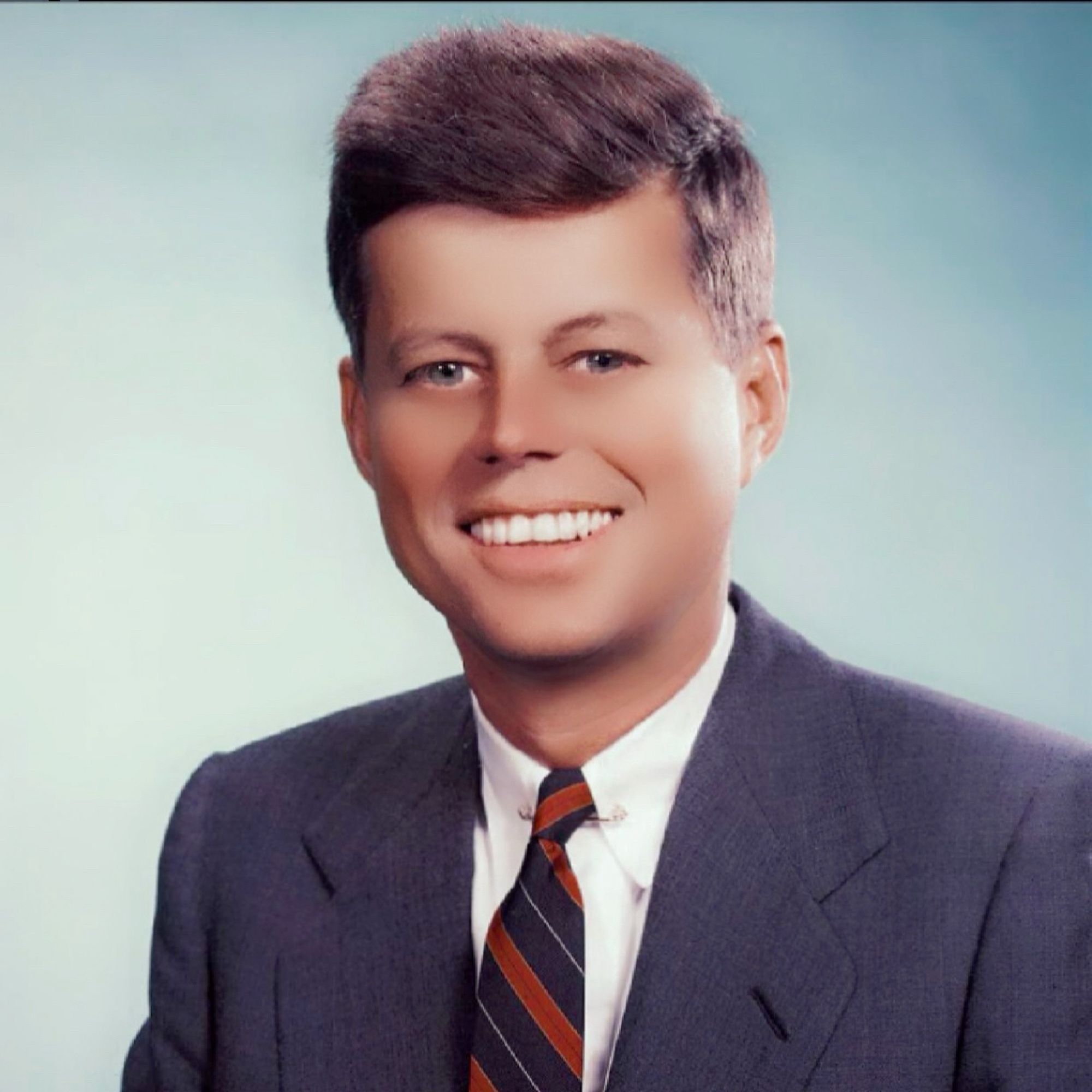 JFK well… yassified 

His skin looks immaculate, his nose pointier, his teeth whiter, his eyebrows archier 

It is a very off putting and strange look