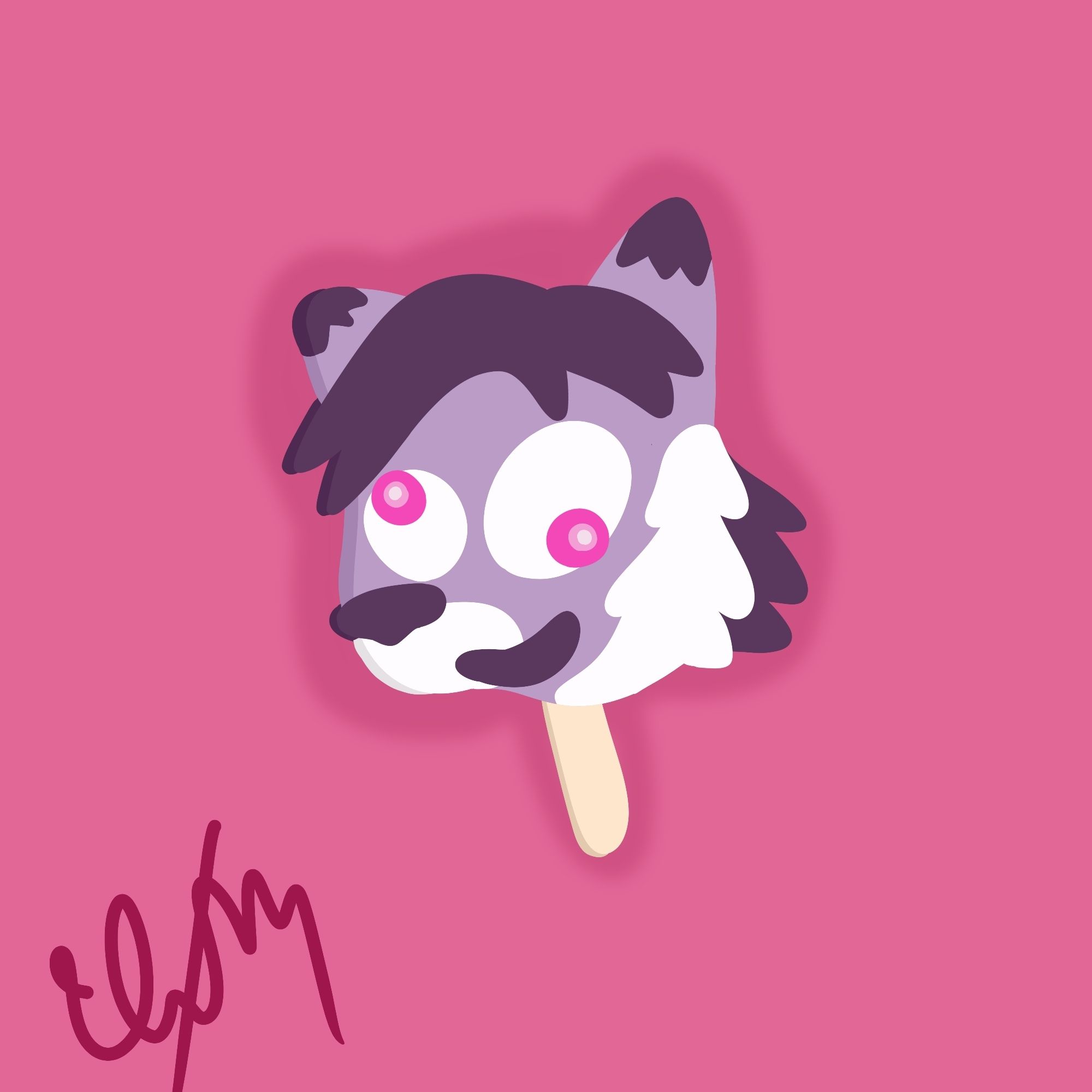 Purple and white lynx furry as a fucked up popsicle