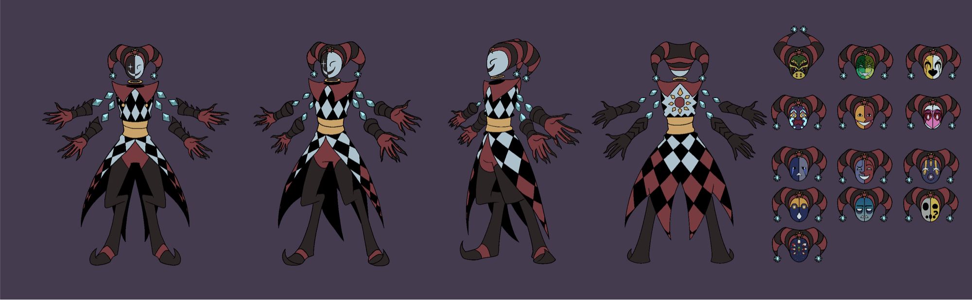 Turnaround of Solaris dreamweaver. A jester that can change masks depending on mood