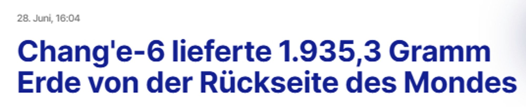 ChangE6 gelang erstmals eine Lieferung aus einem nicht sichtbaren Bereich
VR Brillen auf - oder war es KI
Werden wir es je erfahren ?

Achtung
Ausländischer LINK

Bildcredit siehe Link