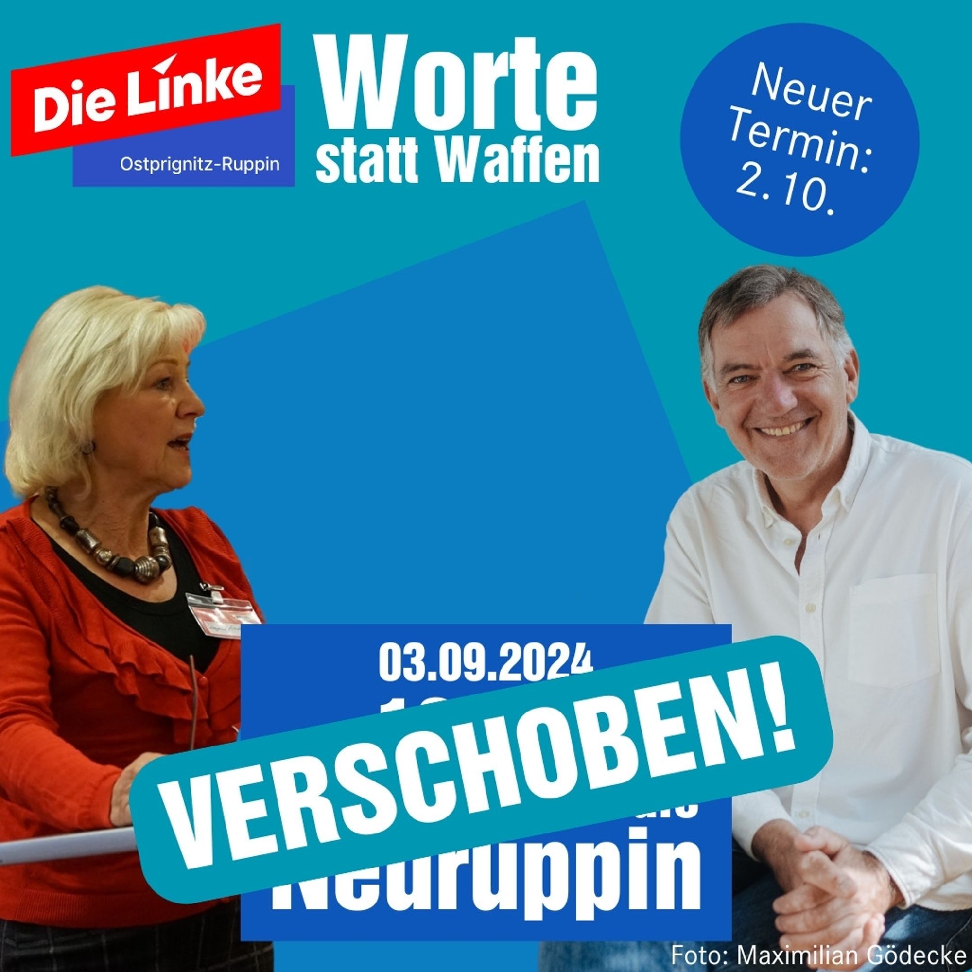 Veranstaltung mit Jan van Aken, Friedensexperte von DIE LINKE in Neuruppin auf dem 2.10., 18.00 Uhr verschoben.