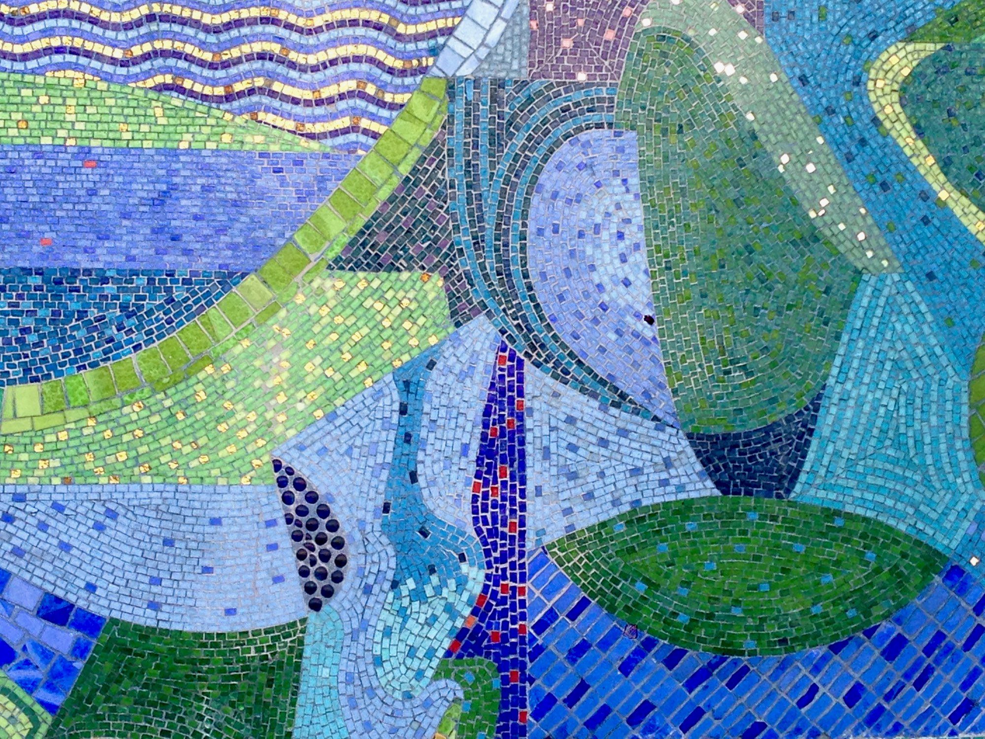 Mosaic in blues and greens