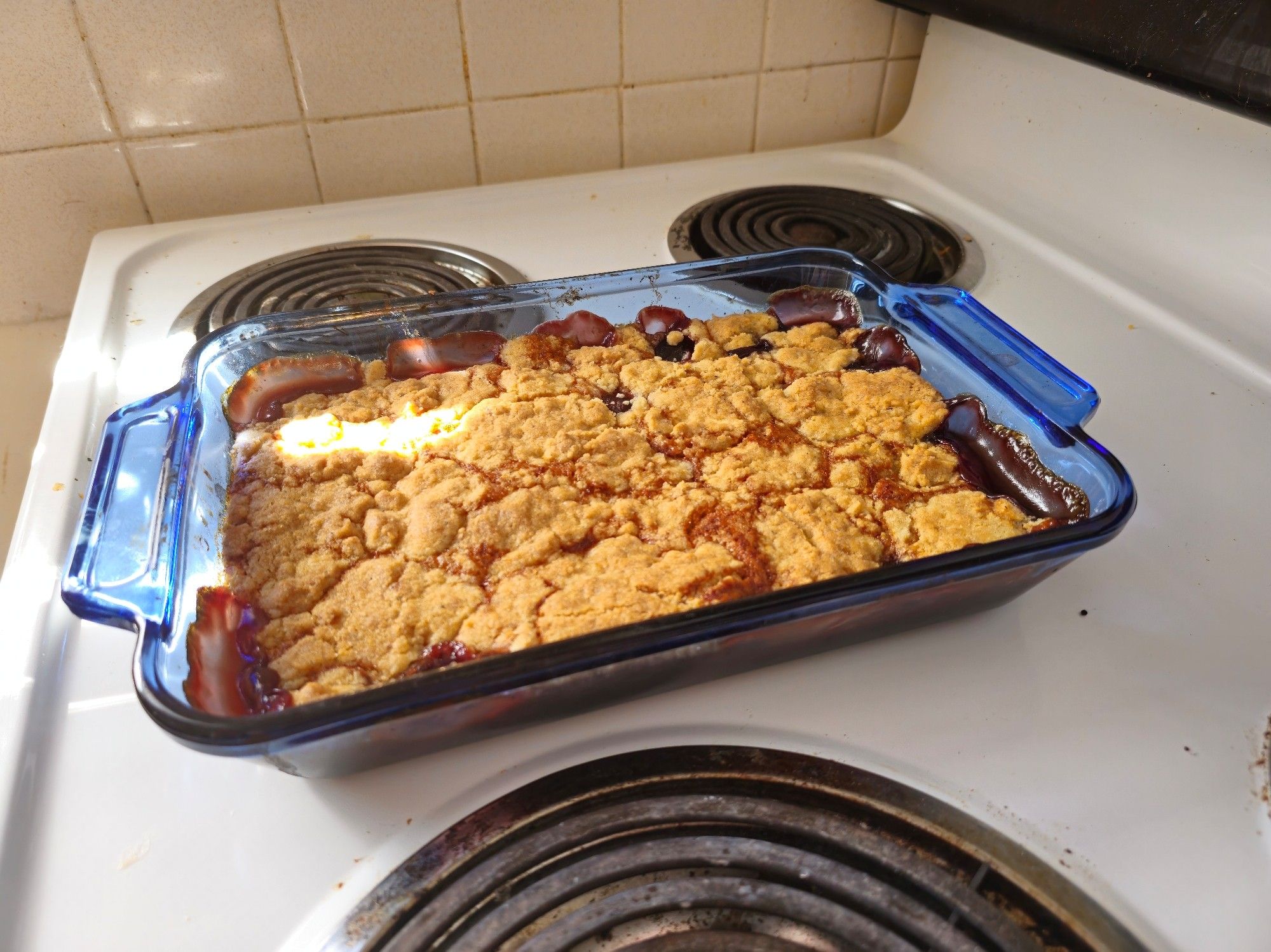 Homemade cherry cobbler