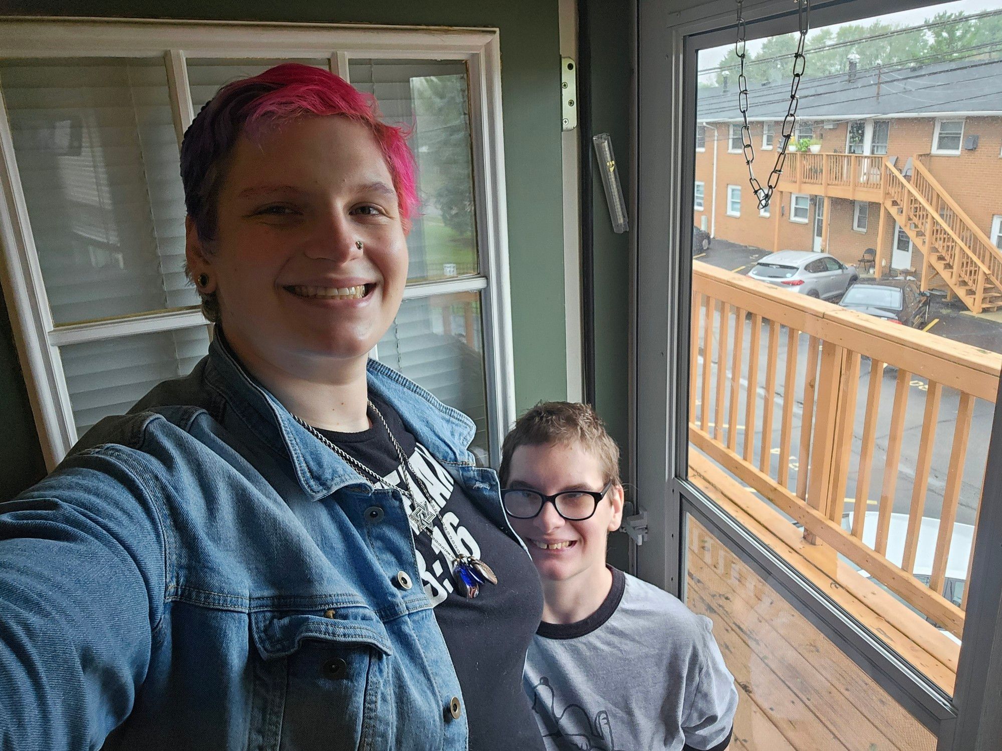 Isaac (right) and myself (left) standing next to our mezuzah